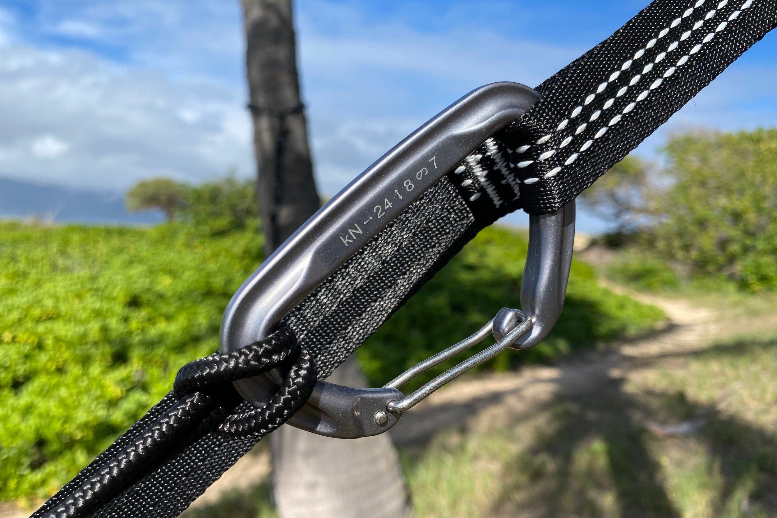 Climbing Carabiners (Set of 2) • Ultralight 28g • 24 kN Rated • Anodized Aluminum • Rust-Proof • For Hammocks, Aerial Yoga & Climbing