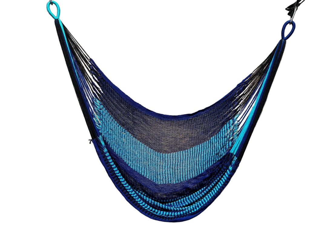 Thai Hammock Chair • Blue & Black • Handwoven in Thailand • UV-Resistant • 500 lb Rated • Ultralight • Fair Trade