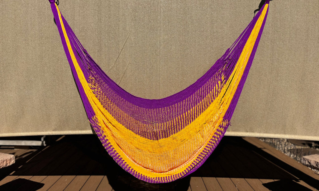 Thai Hammock Chair • Green & Yellow • Handwoven in Thailand • UV-Resistant • 500 lb Rated • Ultralight • Fair Trade