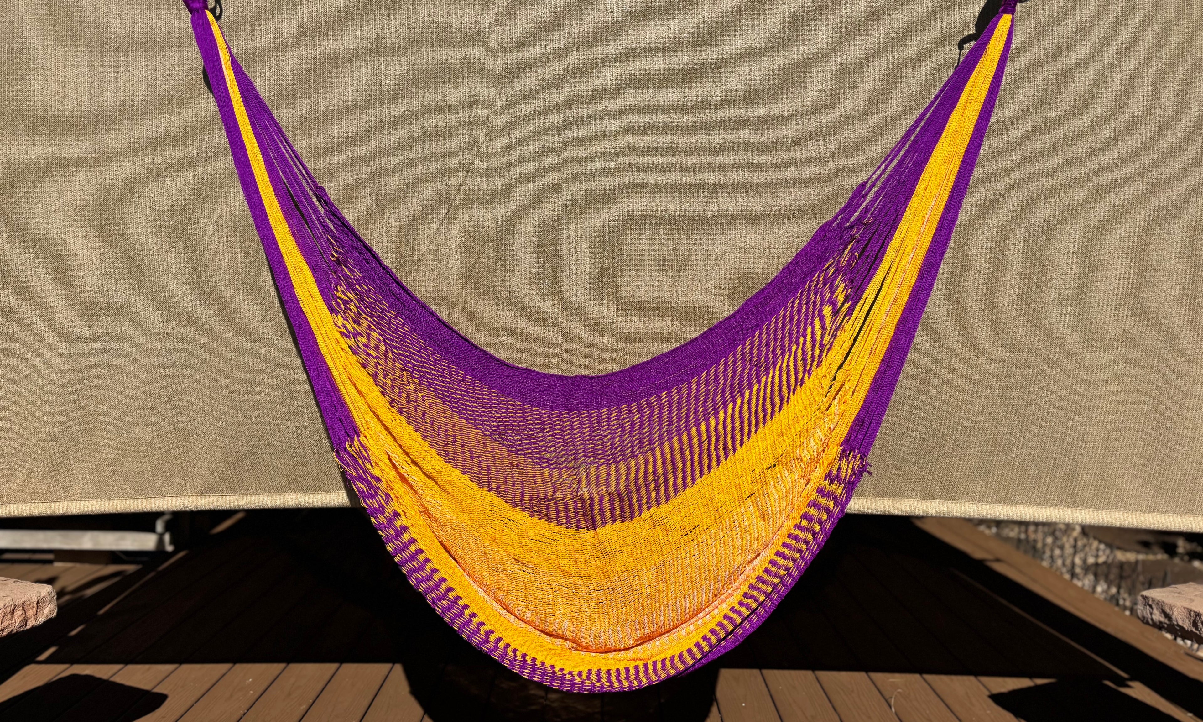 Thai Hammock Chair • Green & Yellow • Handwoven in Thailand • UV-Resistant • 500 lb Rated • Ultralight • Fair Trade
