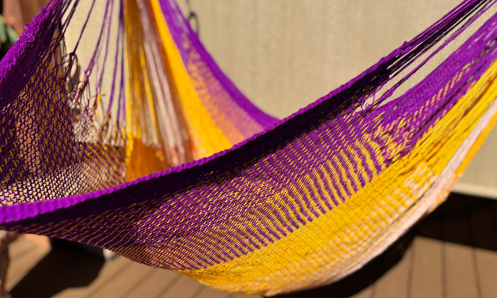 Thai Hammock Chair • Green & Yellow • Handwoven in Thailand • UV-Resistant • 500 lb Rated • Ultralight • Fair Trade