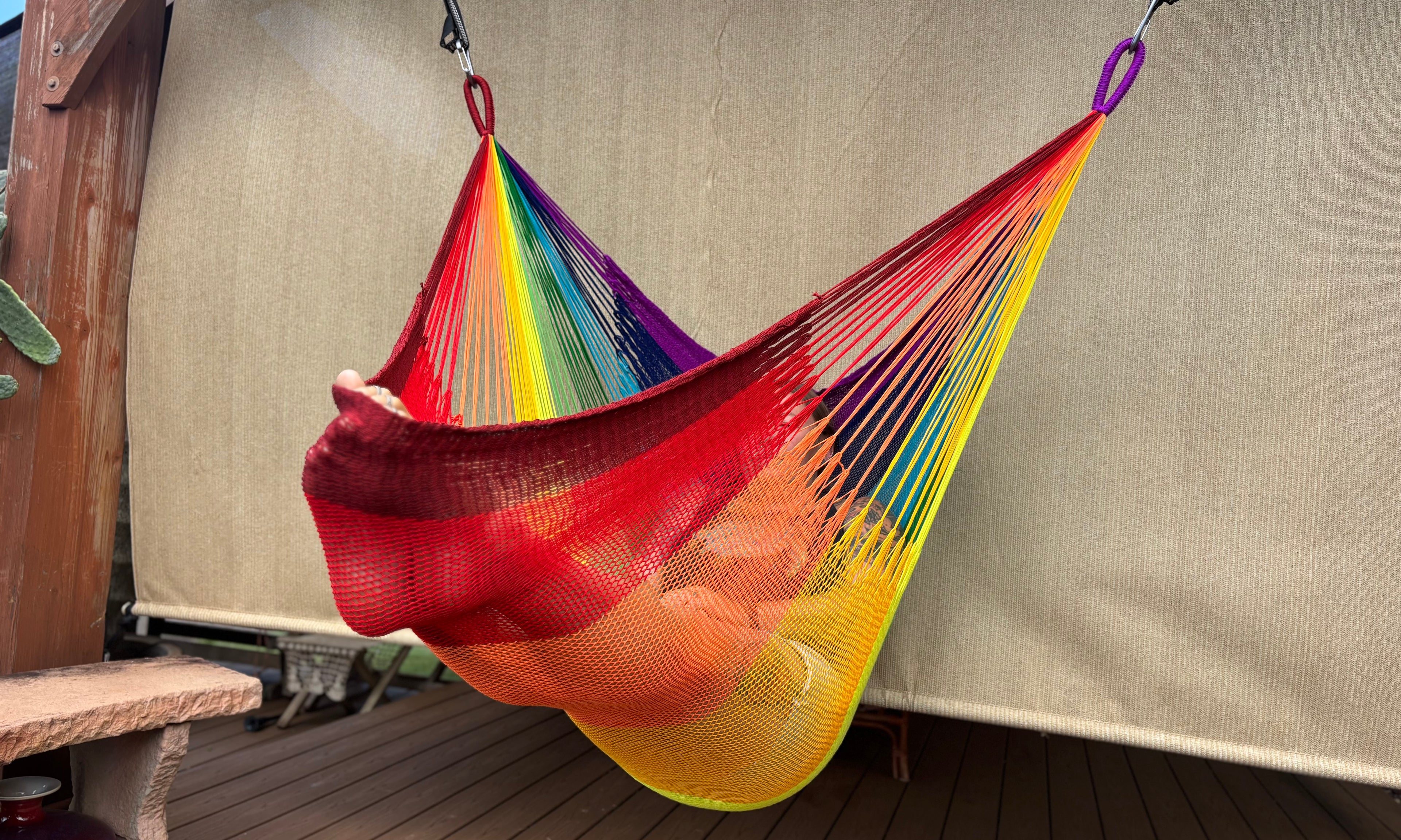 Thai Hammock Chair • Rainbow Color • Handwoven in Thailand • UV-Resistant • 500 lb Rated • Ultralight • Fair Trade
