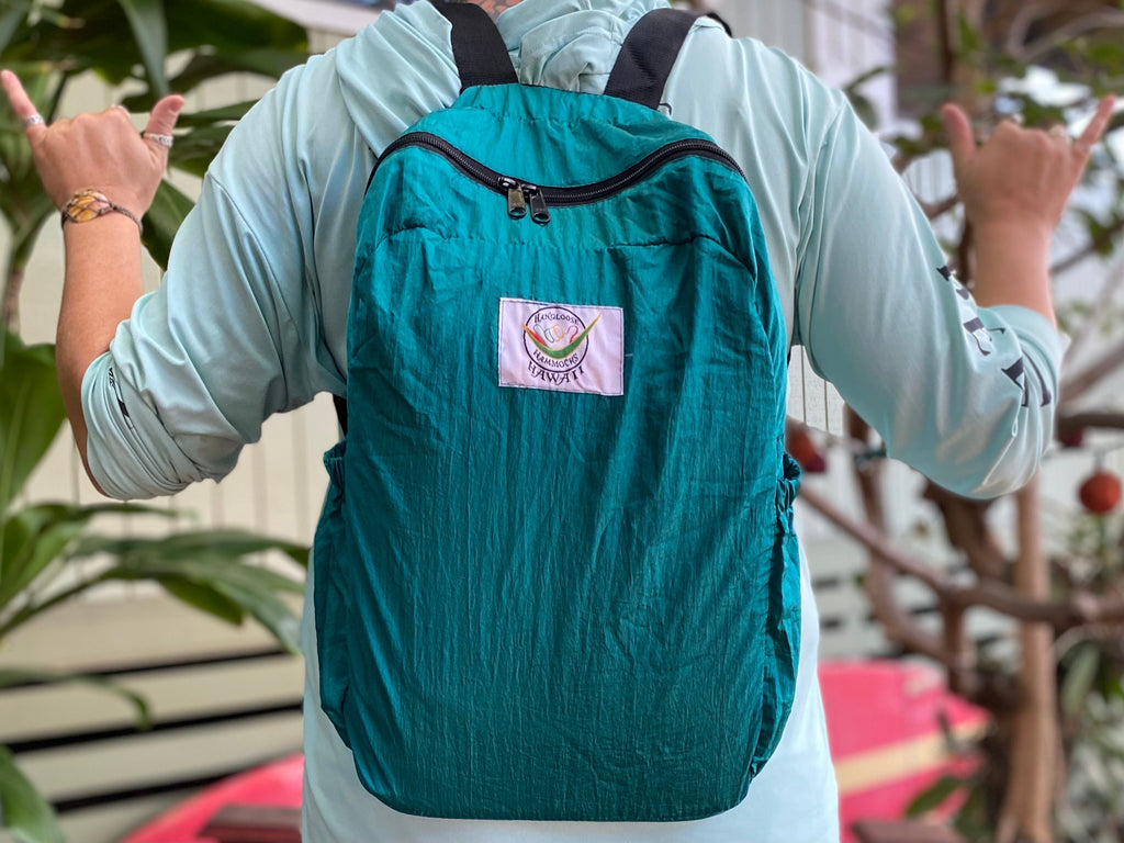 Parachute Silk Backpack • Teal • Ultralight 6.6 oz • Compact Travel Pack • 8 Colors • Free Shipping from Maui
