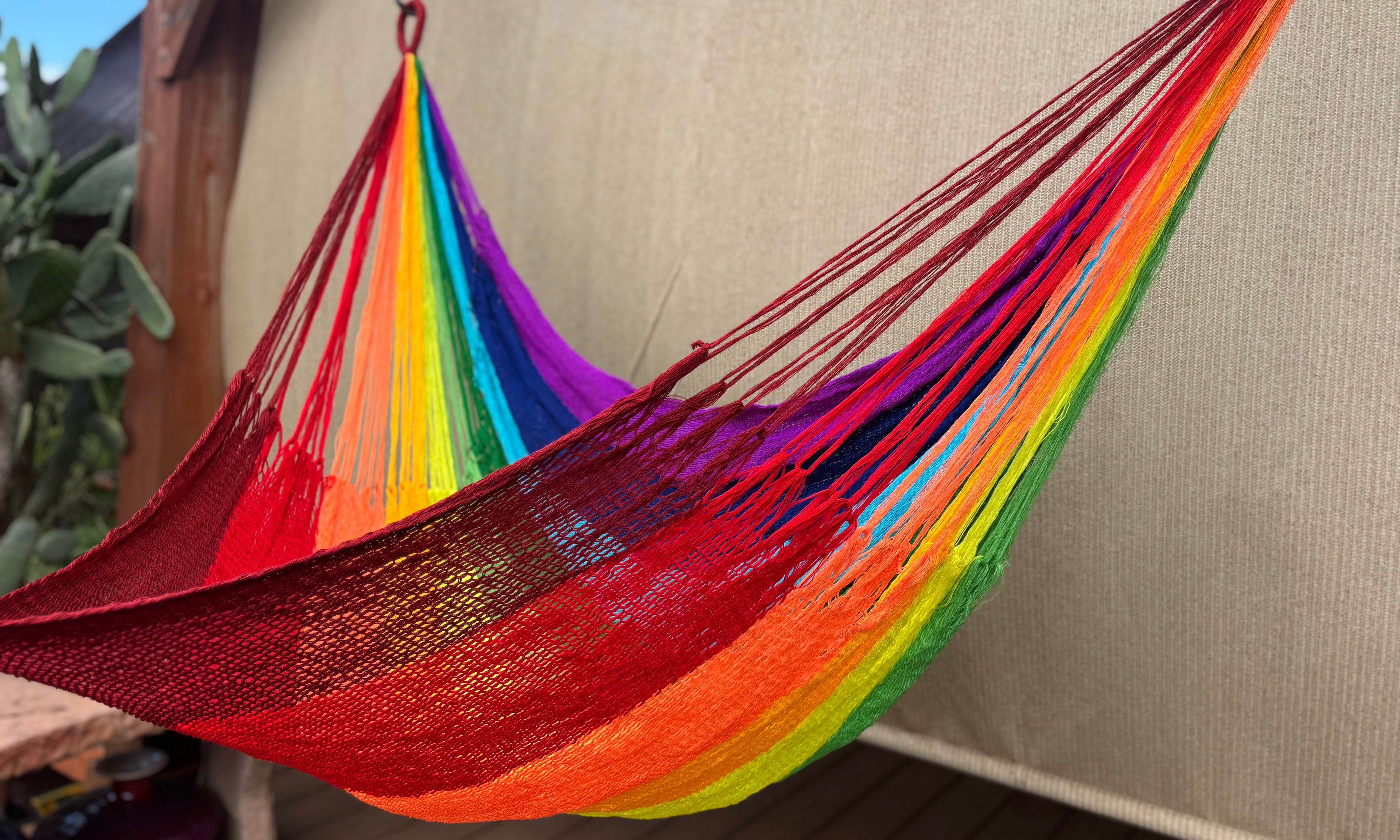 Thai Hammock Chair • Rainbow Color • Handwoven in Thailand • UV-Resistant • 500 lb Rated • Ultralight • Fair Trade
