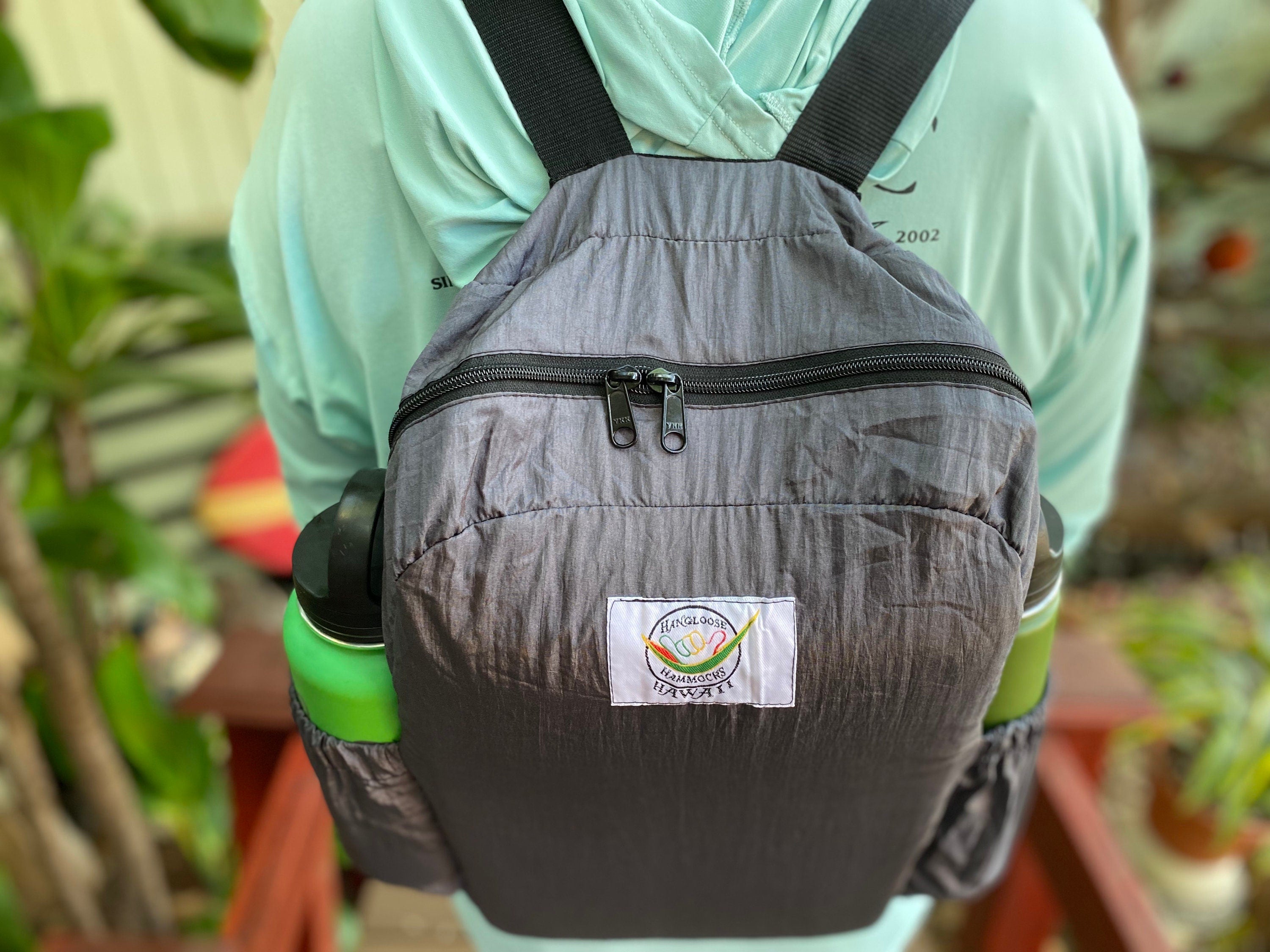 Parachute Silk Backpack • Royal Blue • Ultralight 6.6 oz • Foldable Travel Pack • Stuff Sack & XL Drink Holders • Free Shipping from Maui