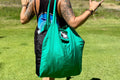 Aqua/ Black - Parachute Silk Beach Bag: Ultralight, Compact Tote from Maui