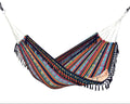 Braided Fringe Hammock: Inca Pattern, UV & Mildew Resistant, Lightweight, Navy Multicolor