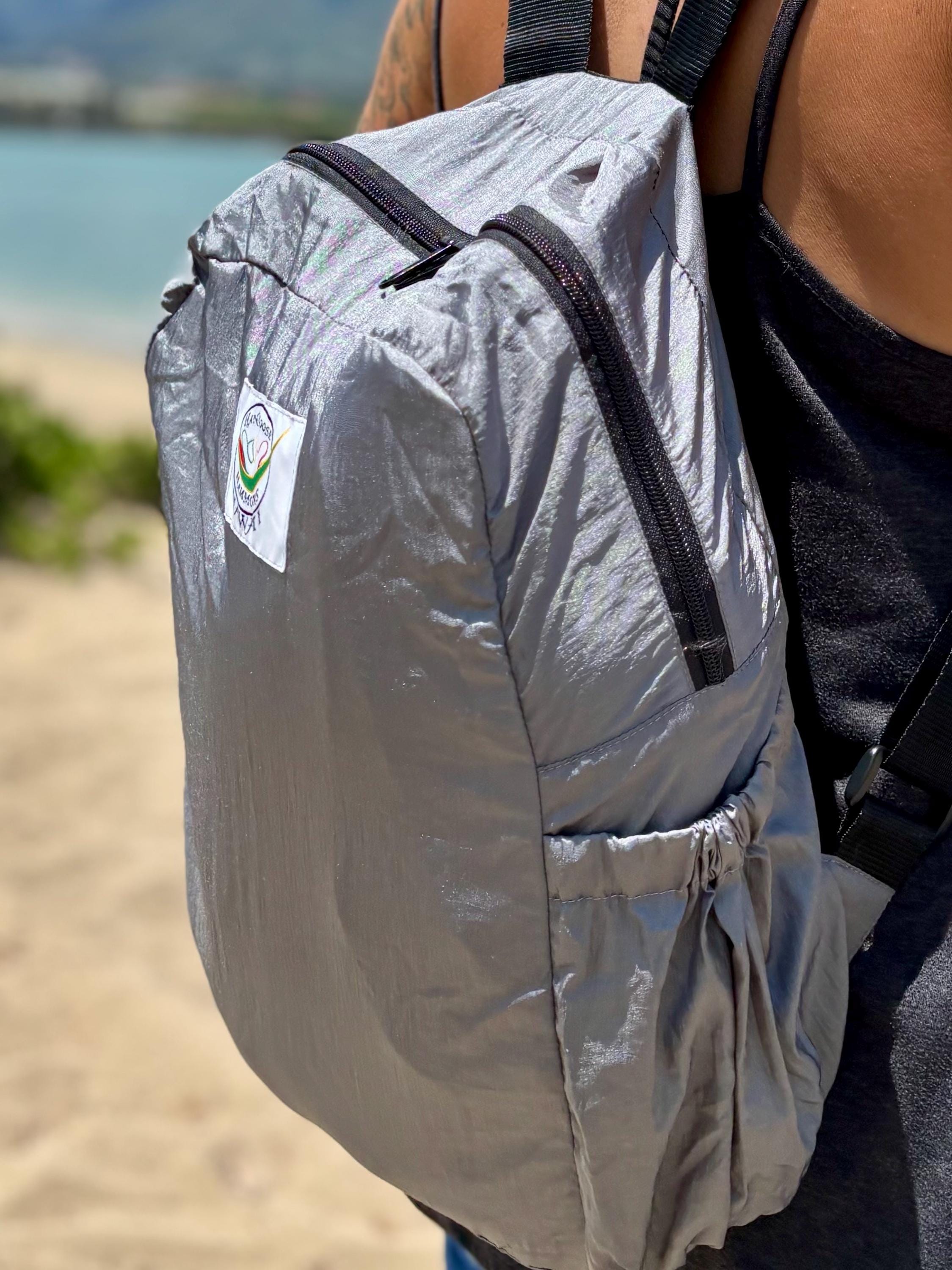 Parachute Silk Backpack • Royal Blue • Ultralight 6.6 oz • Foldable Travel Pack • Stuff Sack & XL Drink Holders • Free Shipping from Maui