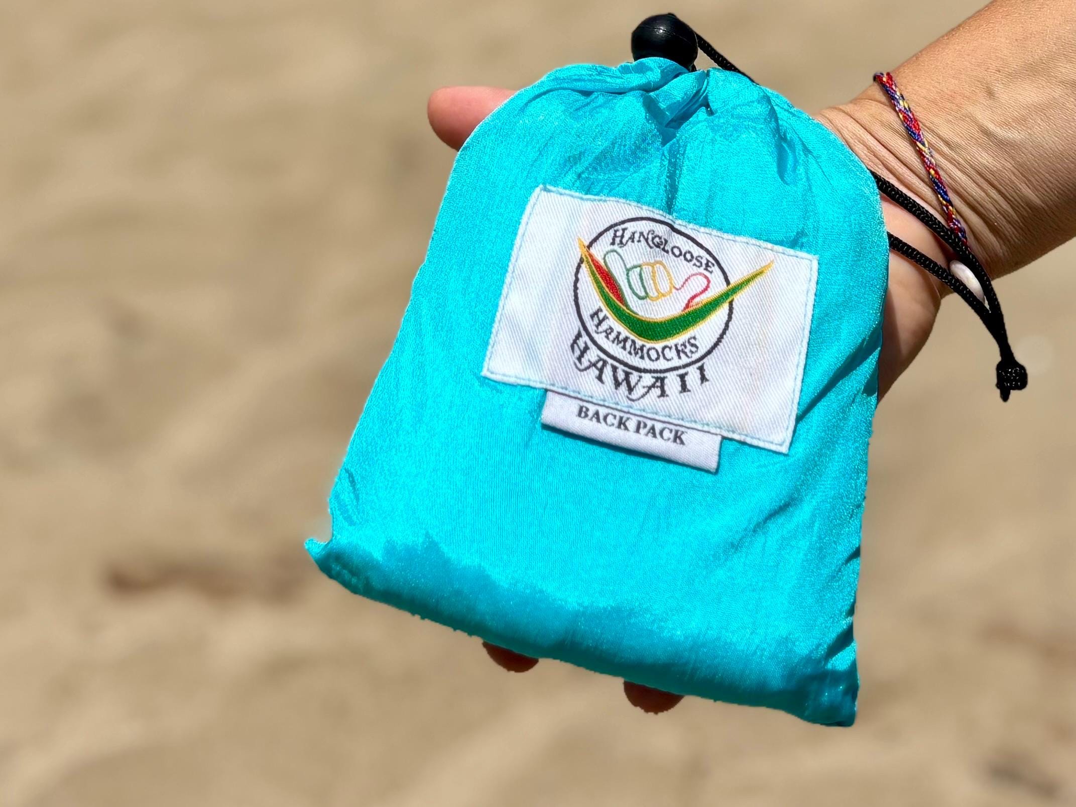 Parachute Silk Backpack • Aqua • Ultralight 6.6 oz • Foldable Travel Pack • XL Drink Holders • Free Shipping from Maui