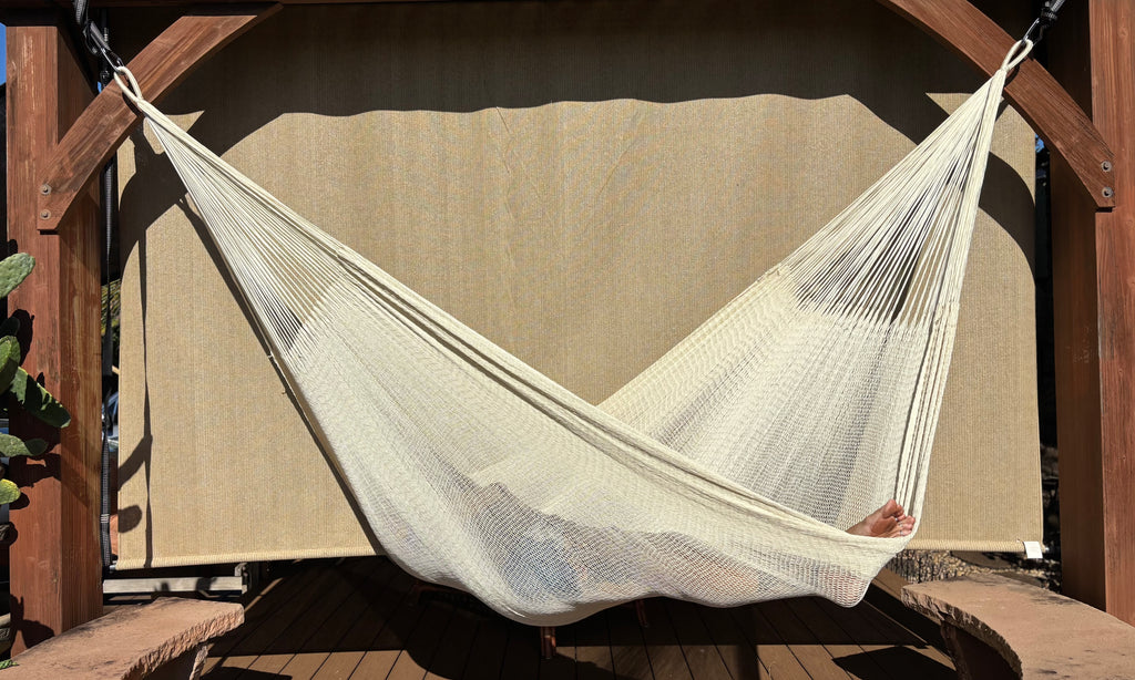 Handwoven Thai Hammock • Weather-Resistant, Fair Trade (Natural White, Cream Color)