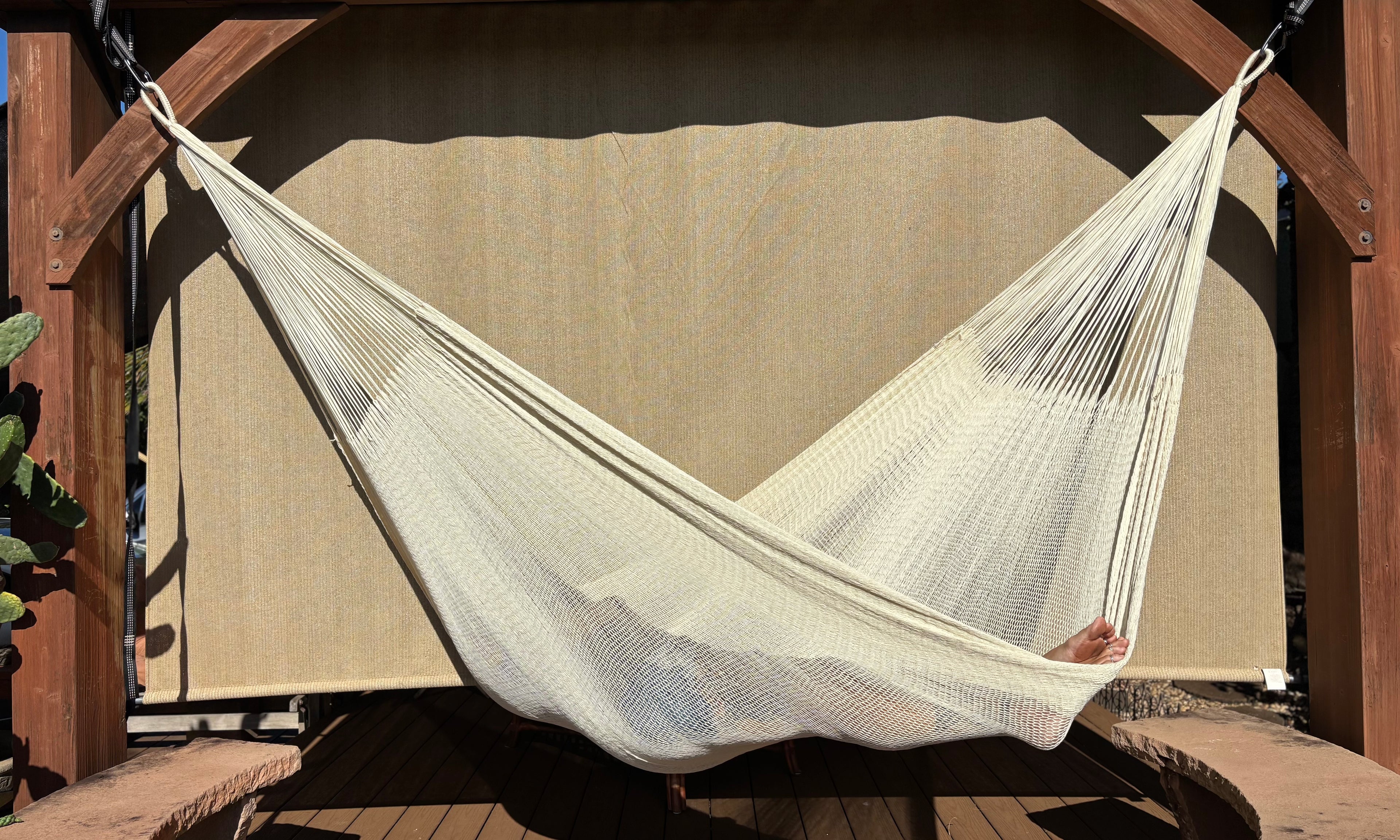 Handwoven Thai Hammock • Weather-Resistant, Fair Trade (Natural White, Cream Color)