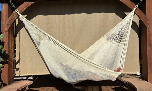 Handwoven Thai Hammock • Weather-Resistant, Fair Trade (Natural White, Cream Color)