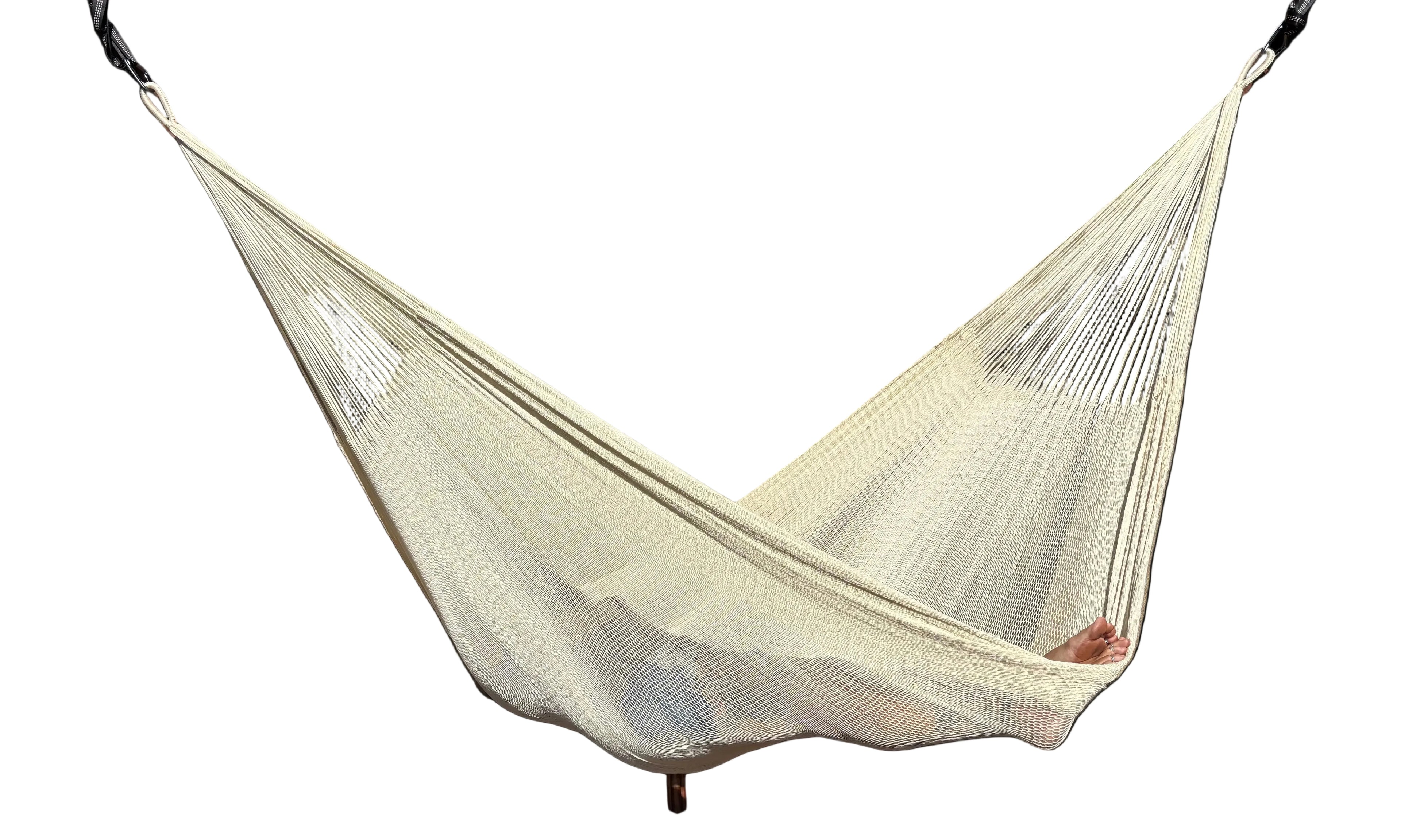 Handwoven Thai Hammock • Weather-Resistant, Fair Trade (Natural White, Cream Color)