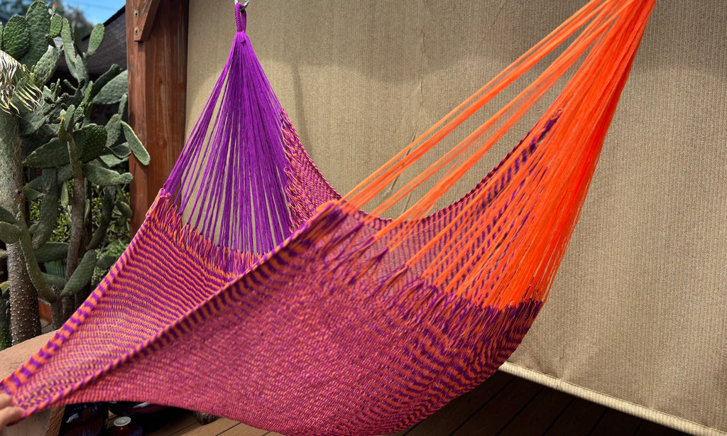 Thai Hammock Chair • Purple & Orange • Handwoven in Thailand • UV-Resistant • 500 lb Rated • Ultralight • Fair Trade