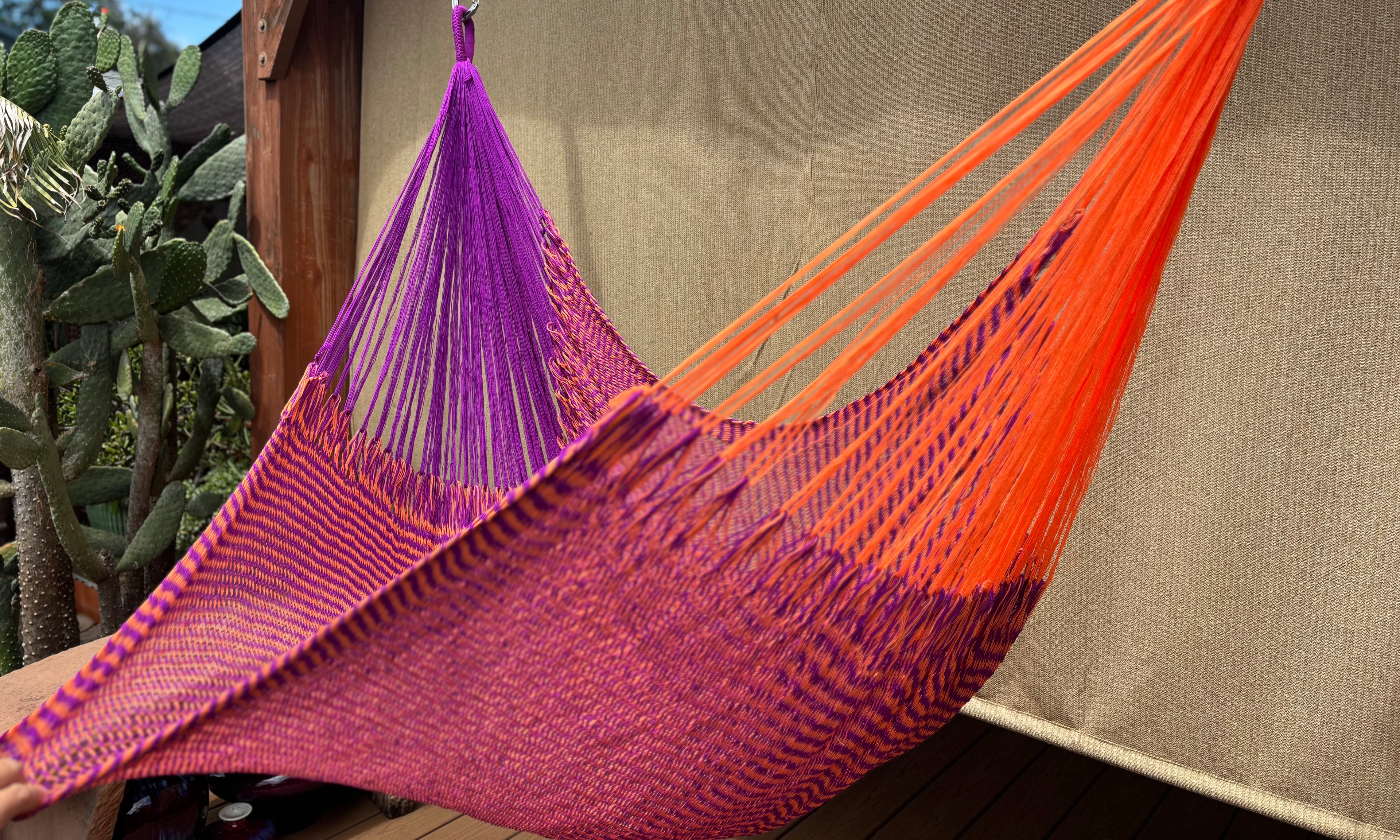 Thai Hammock Chair • Purple & Orange • Handwoven in Thailand • UV-Resistant • 500 lb Rated • Ultralight • Fair Trade