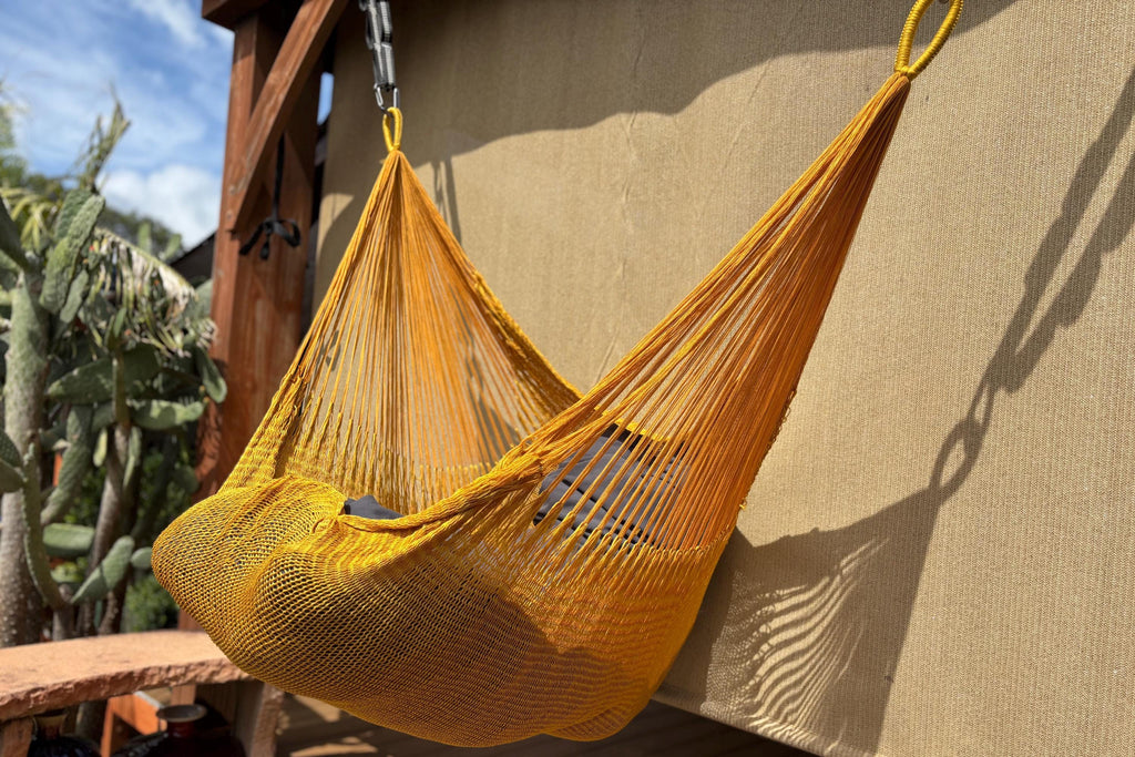 Thai Hammock Chair • Gold • Handwoven in Thailand • UV-Resistant • 500 lb Rated • Ultralight • Fair Trade