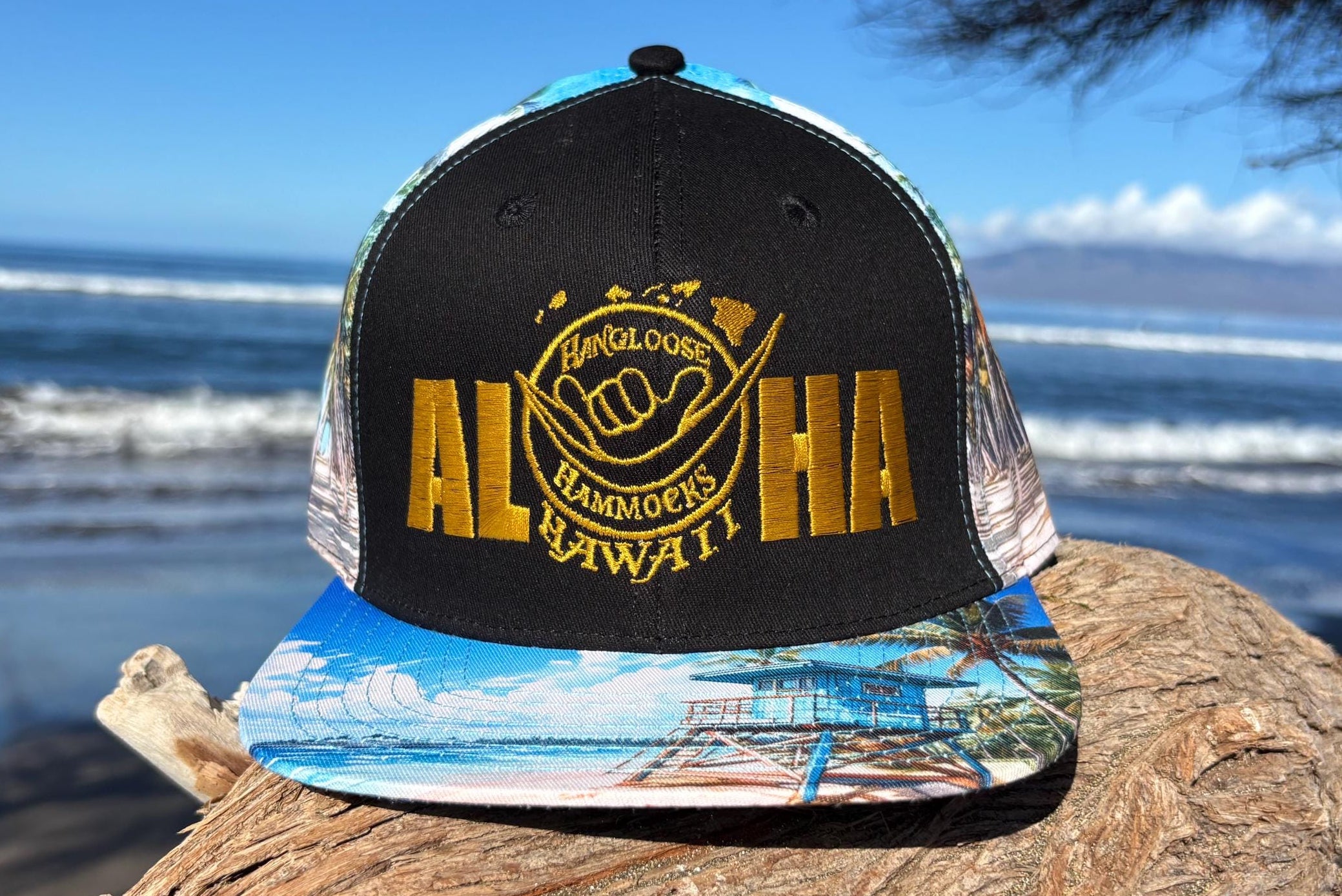 Hawaiian Islands Snapback Hat | Maui-Made Embroidered Flat Bill | Gift for Hawaii Lovers
