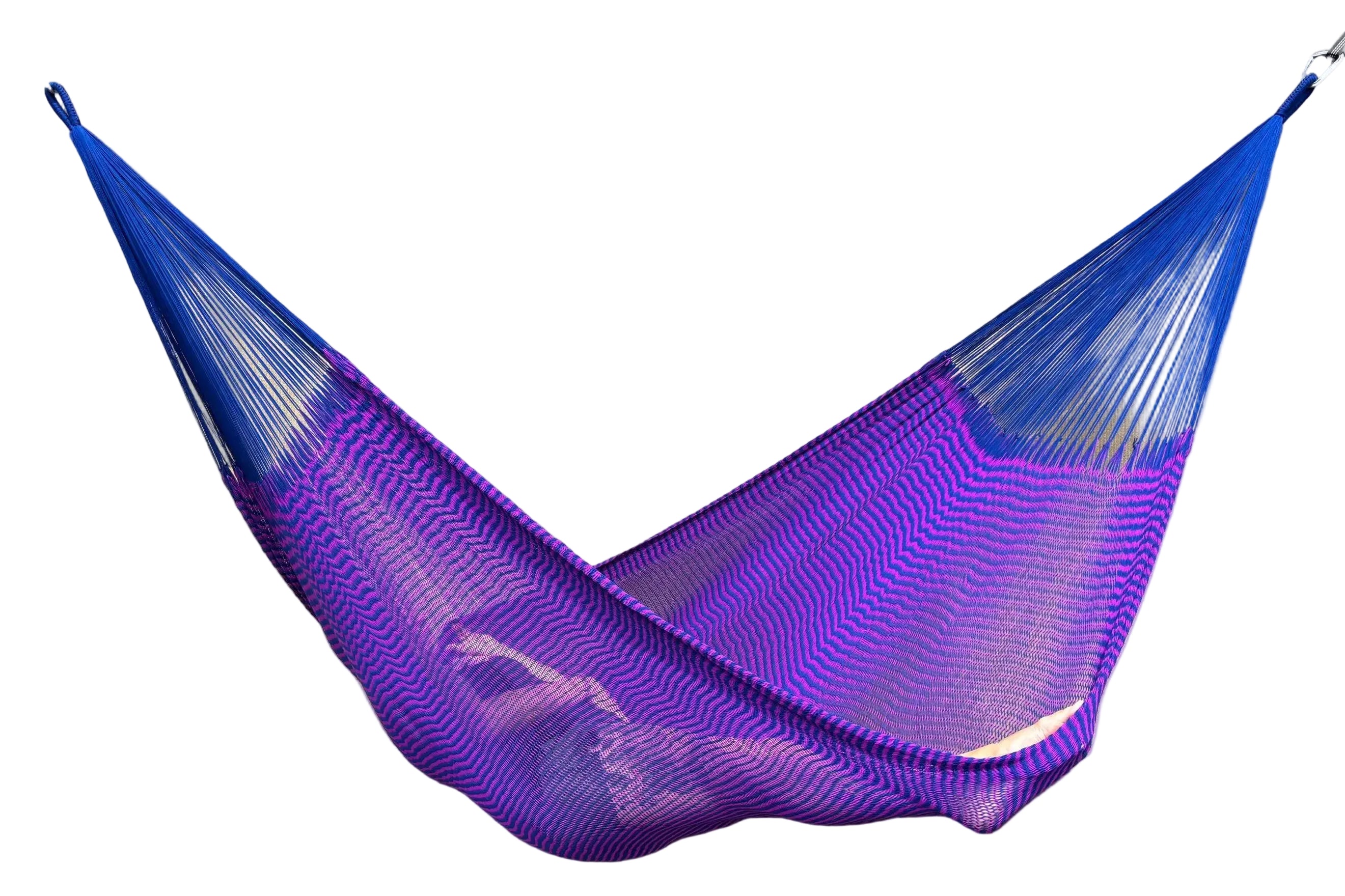 Handwoven Thai Hammock • Weather-Resistant, Fair Trade Navy & Purple Blend