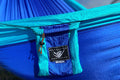 Parachute Silk Camping Hammock • Lani/Sky • Double XXL 6.5’x10’ • 440 lb Rated • Includes Carabiners & Stuff Sack • Ultralight & Packable • Handcrafted in Bali Since 1996