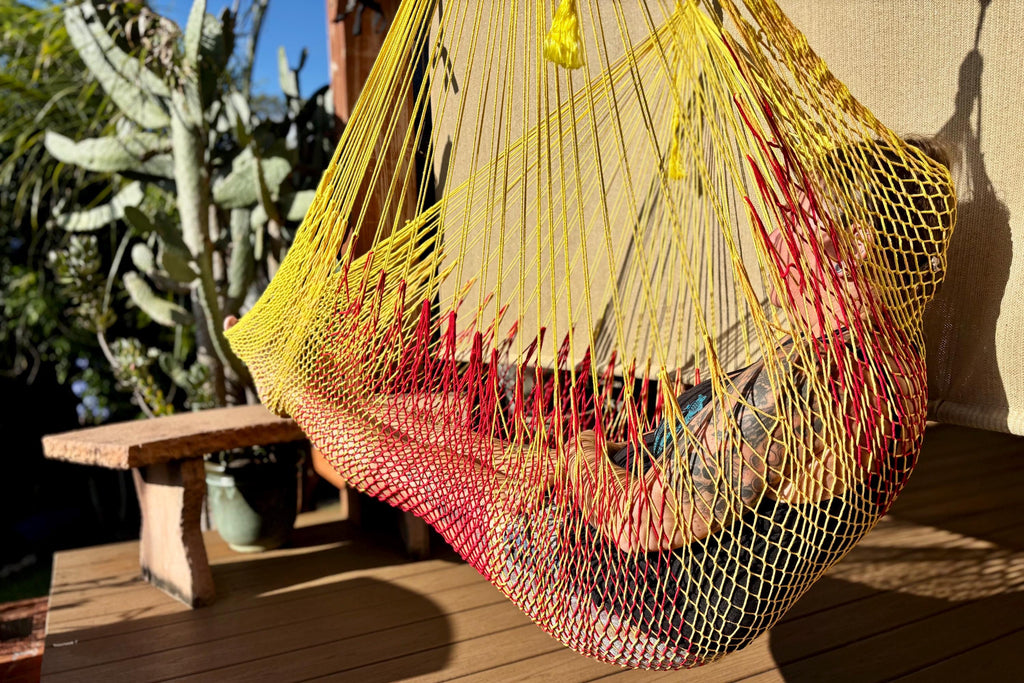 Mayan Hammock Chair • Moana • Hand-Woven Cotton • Wooden Spreader Bar • 260 lb Rated • Fair Trade • Choose Your Color