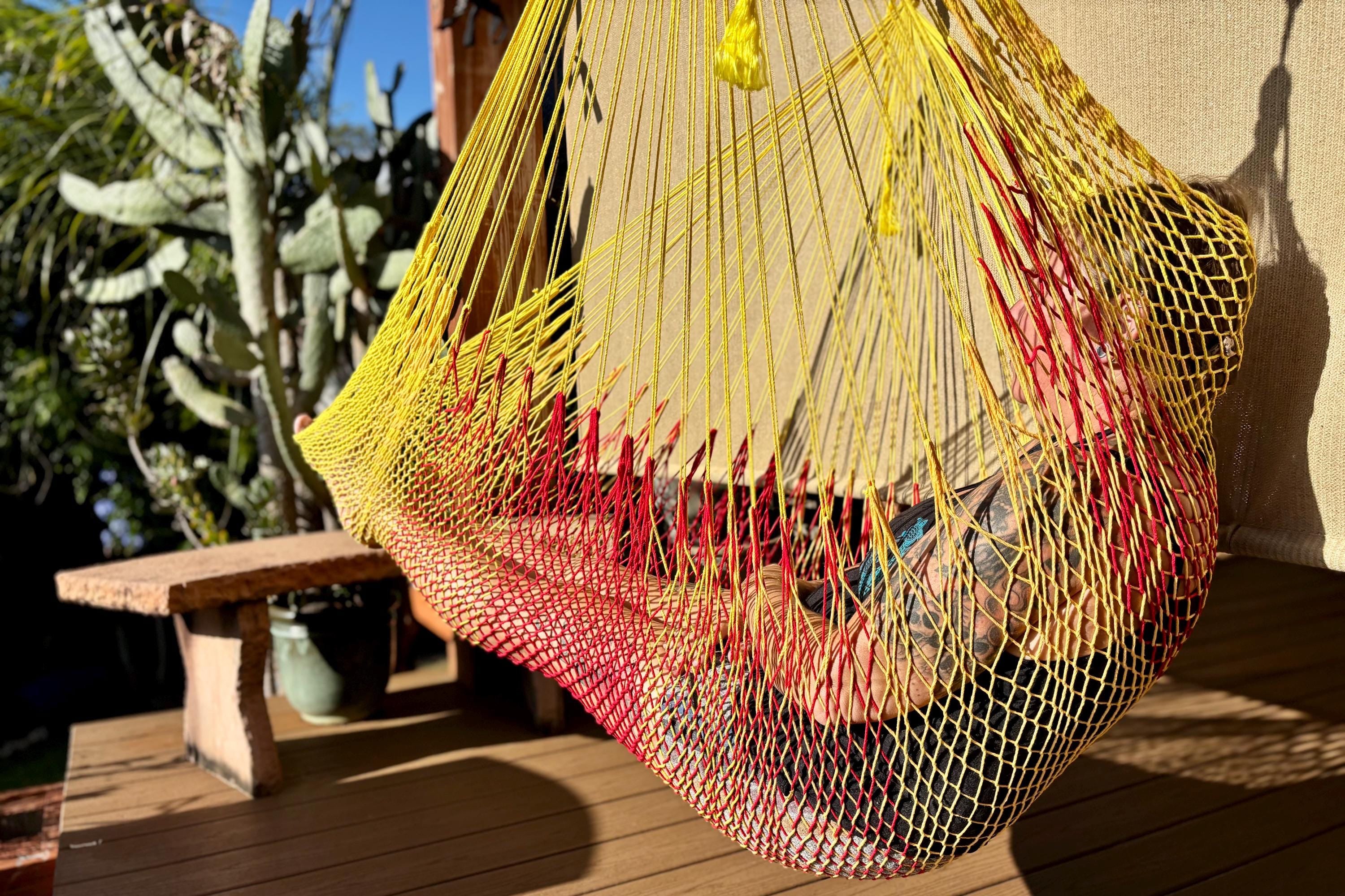 Mayan Hammock Chair • Moana • Hand-Woven Cotton • Wooden Spreader Bar • 260 lb Rated • Fair Trade • Choose Your Color