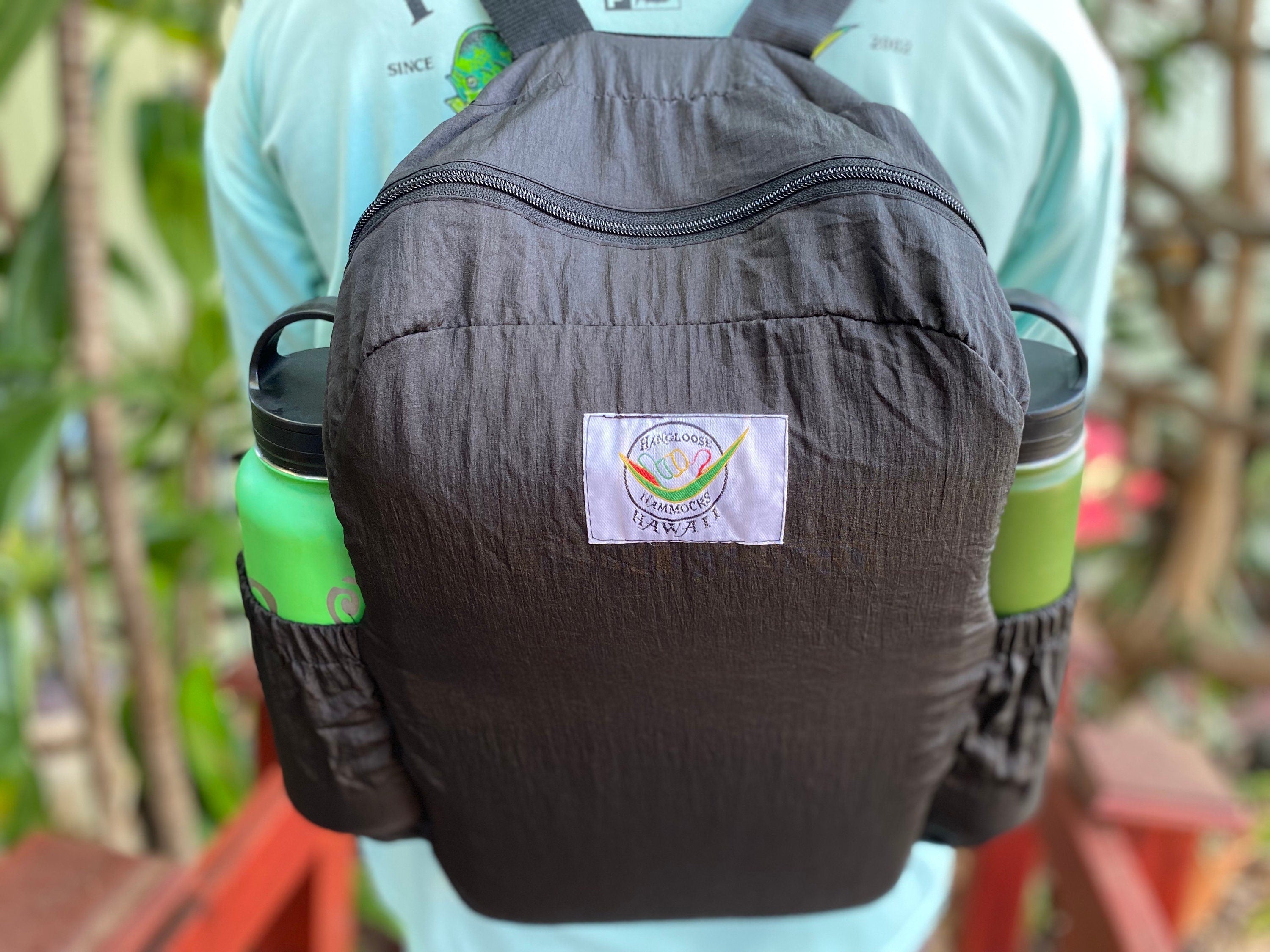 Black Parachute Silk Backpack – Ultralight 6.6 oz Foldable Travel Pack