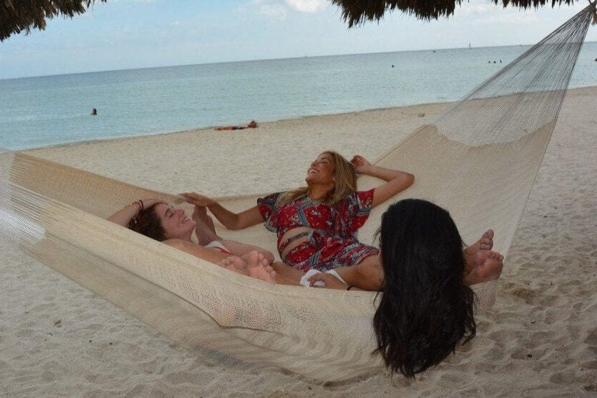 Traditional Mayan Hammock • Natural Undyed Cotton • Handwoven in Yucatán • Single, Double & Family Sizes • Fair Trade • Free Shipping