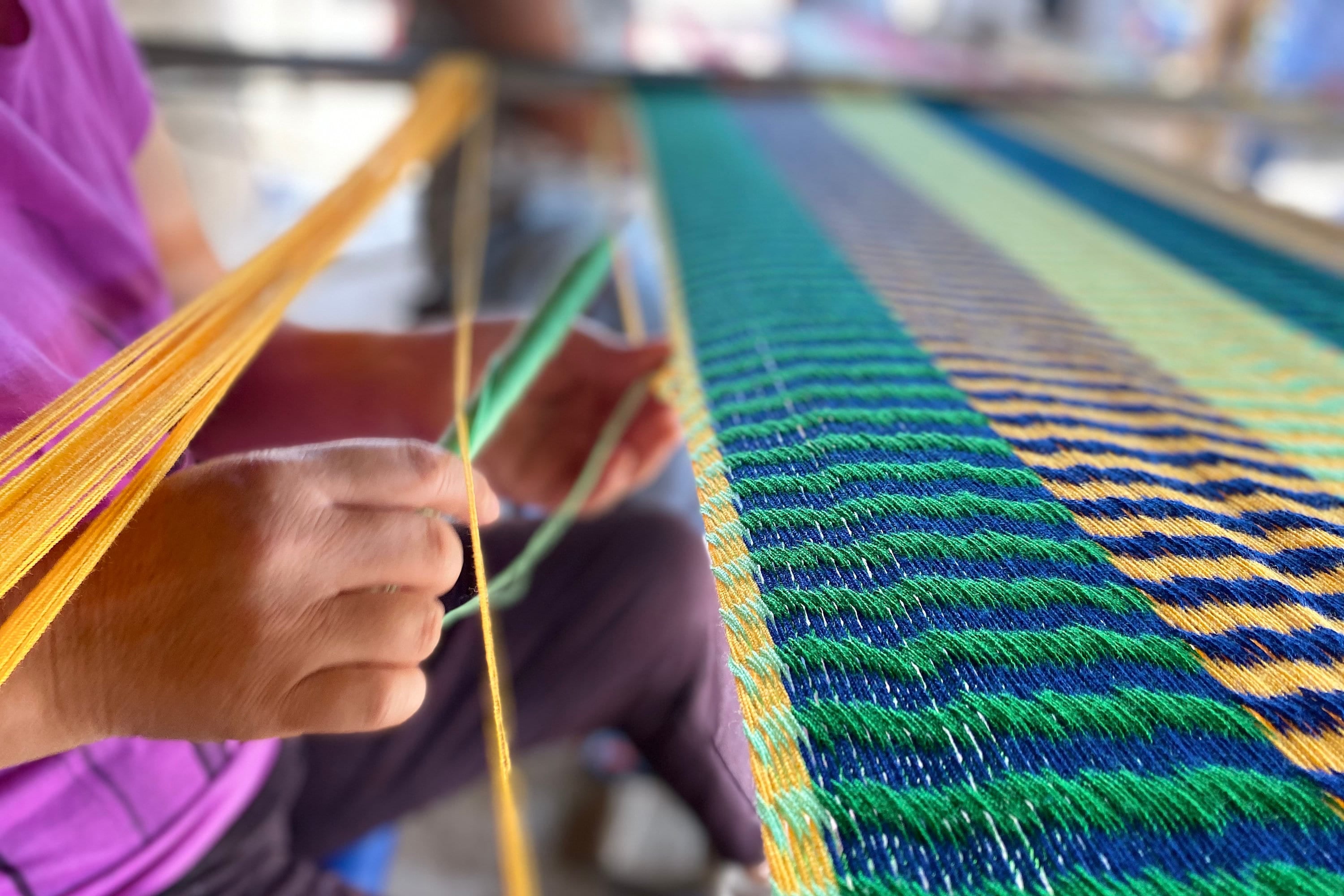 Handwoven Thai Hammock • Weather-Resistant, Fair Trade Navy & Purple Blend