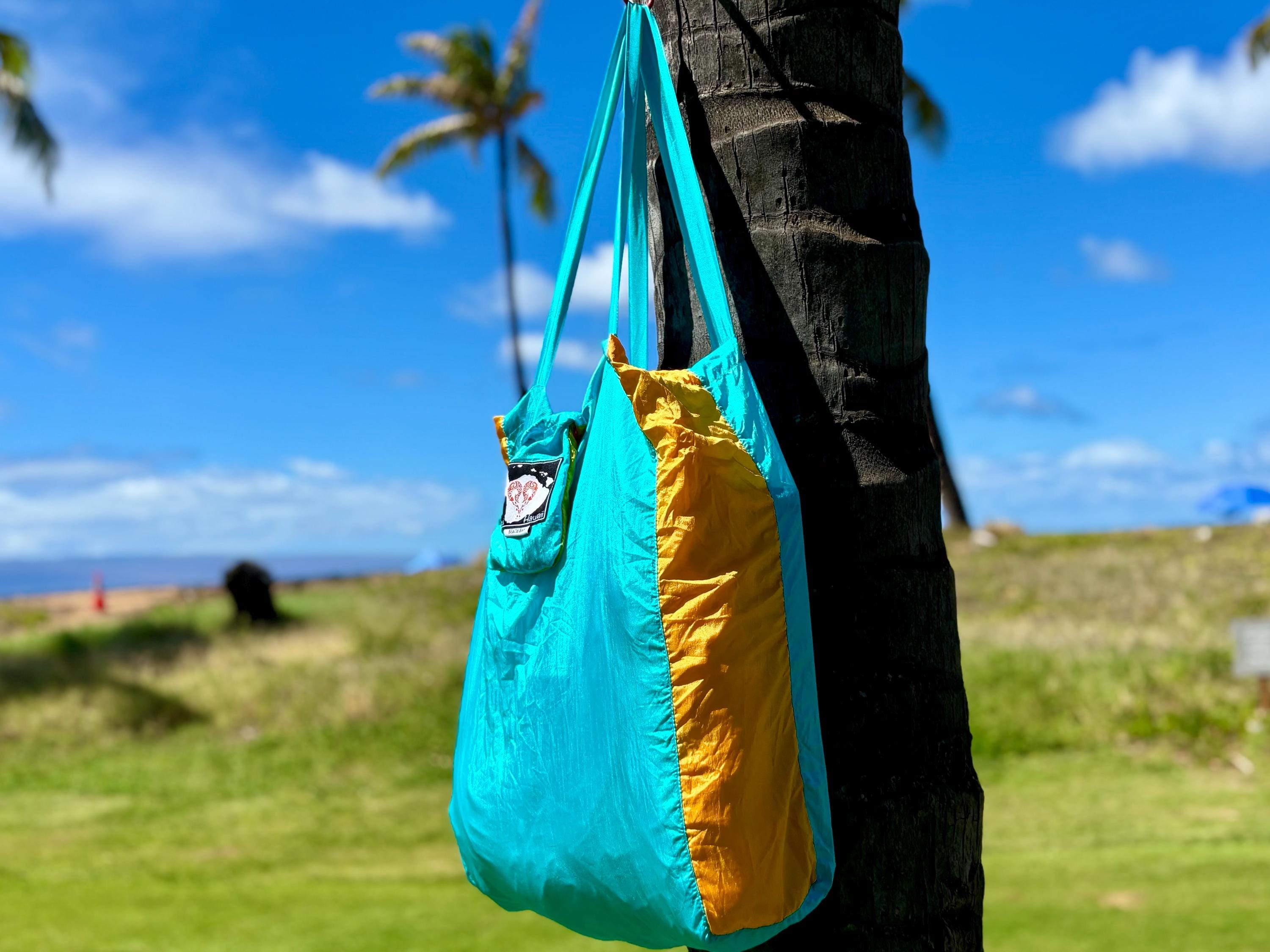 Parachute Silk Beach Bag • Ultralight 3.2 oz • Expands to 100+ lb Capacity • 22 Colors • Machine Washable • Fair Trade