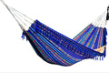 Ecuador Fringe Hammock • Dark Blue Blend • Handwoven by Artisans • UV-Resistant • 500 lb Rated • Fair Trade • Free Shipping
