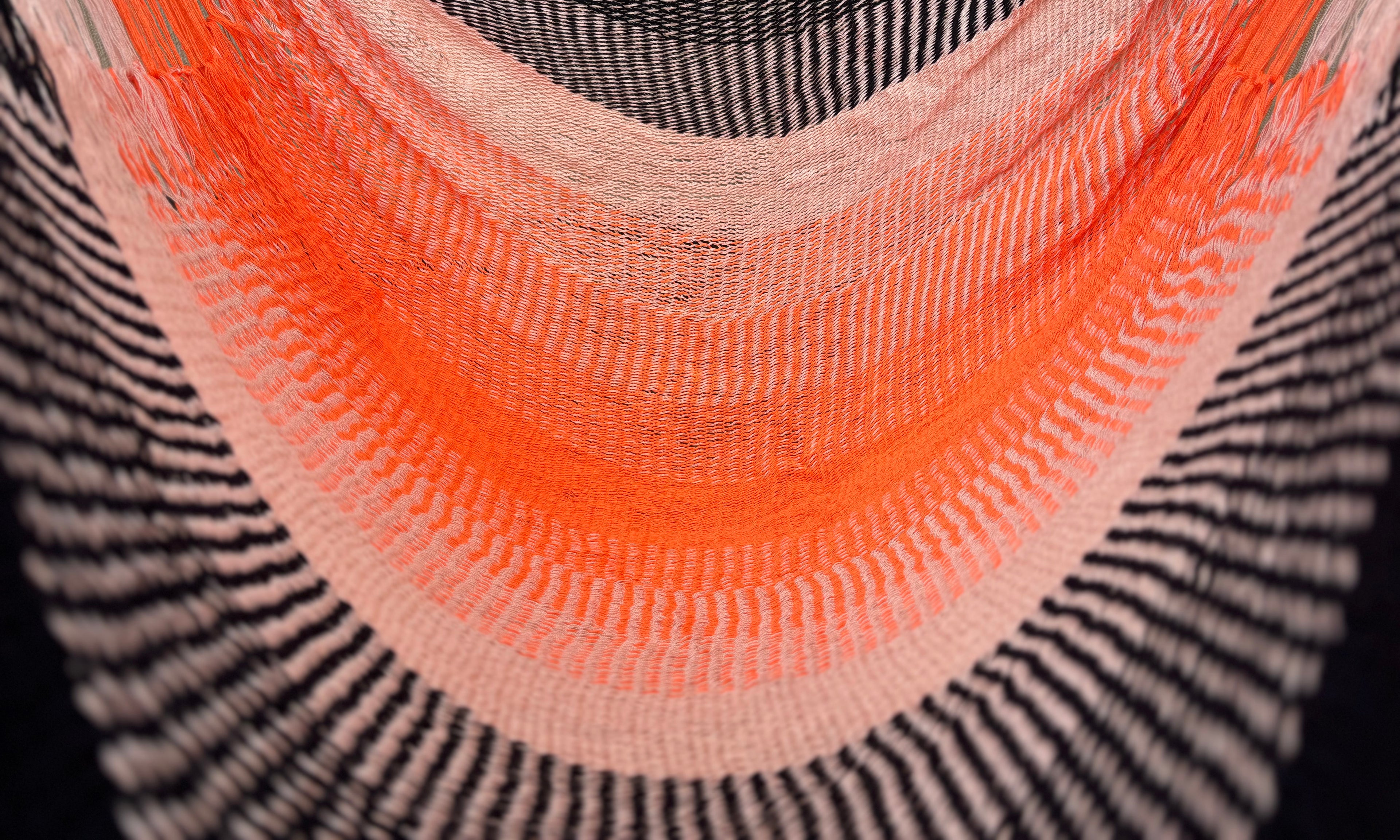 Thai Hammock Chair • Black, Orange & White • Handwoven in Thailand • UV-Resistant • 500 lb Rated • Ultralight • Fair Trade