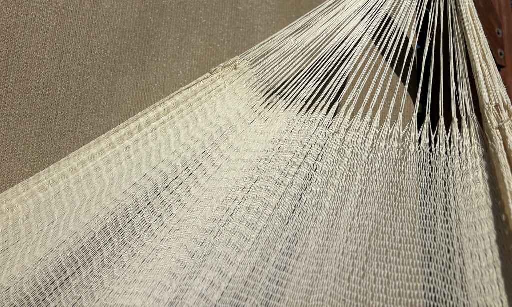 Handwoven Thai Hammock • Weather-Resistant, Fair Trade (Natural White, Cream Color)