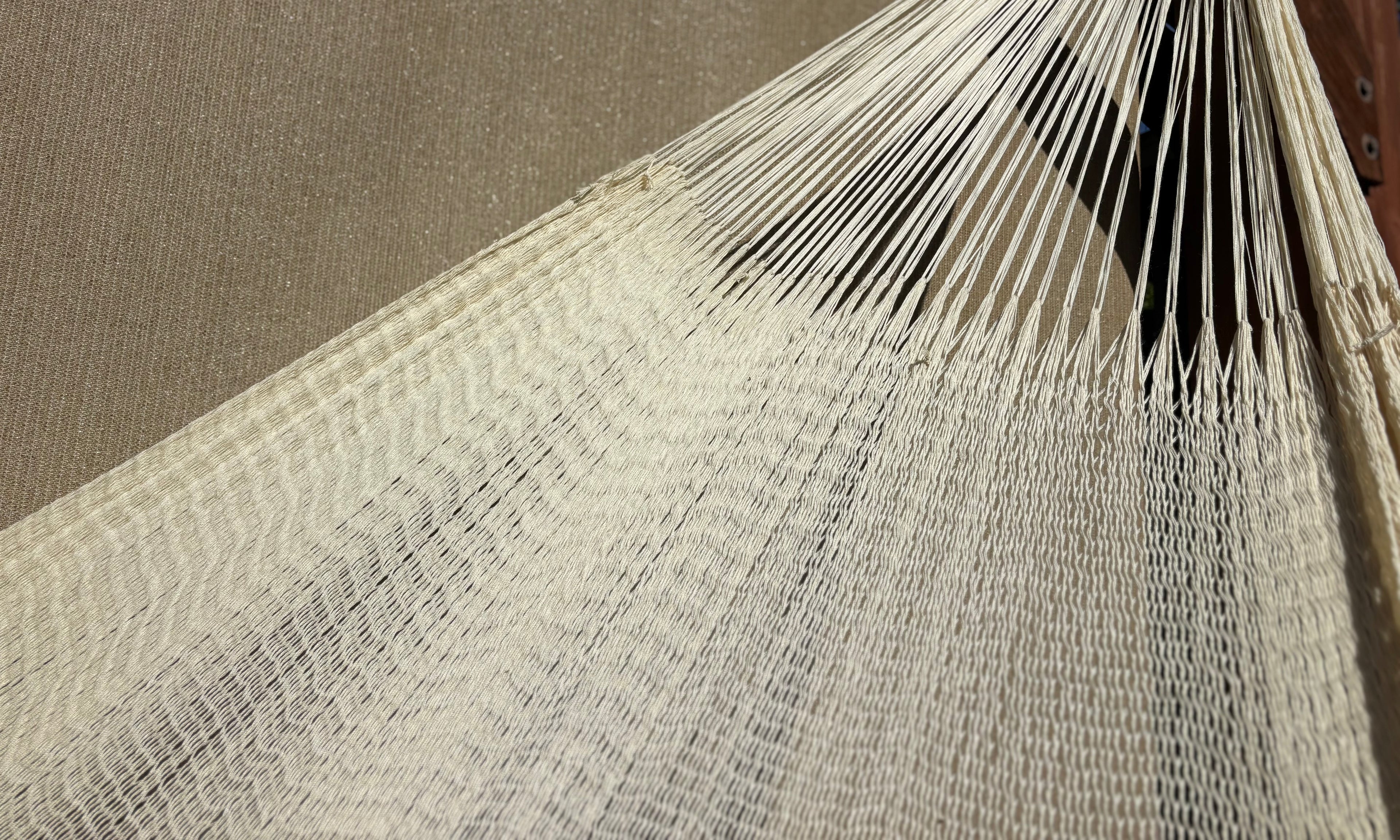 Handwoven Thai Hammock • Weather-Resistant, Fair Trade (Natural White, Cream Color)