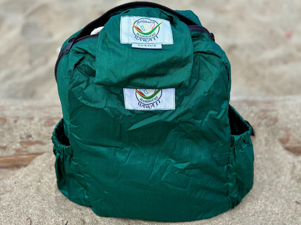 Parachute Silk Backpack • Forest Green • Ultralight 6.6 oz • Lightweight Travel Pack • 8 Colors • Free Shipping from Maui