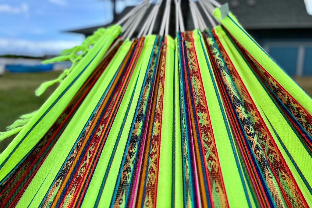 Handwoven Double Hammock | Inca Braided Fringe | UV & Mildew Resistant | Fair Trade Ecuador