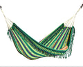 Braided Fringe Hammock: Inca Pattern, UV & Mildew Resistant, Lightweight, Green Blend