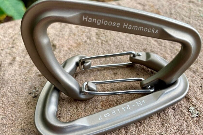 Climbing Carabiners (Set of 2) • Ultralight 28g • 24 kN Rated • Anodized Aluminum • Rust-Proof • For Hammocks, Aerial Yoga & Climbing