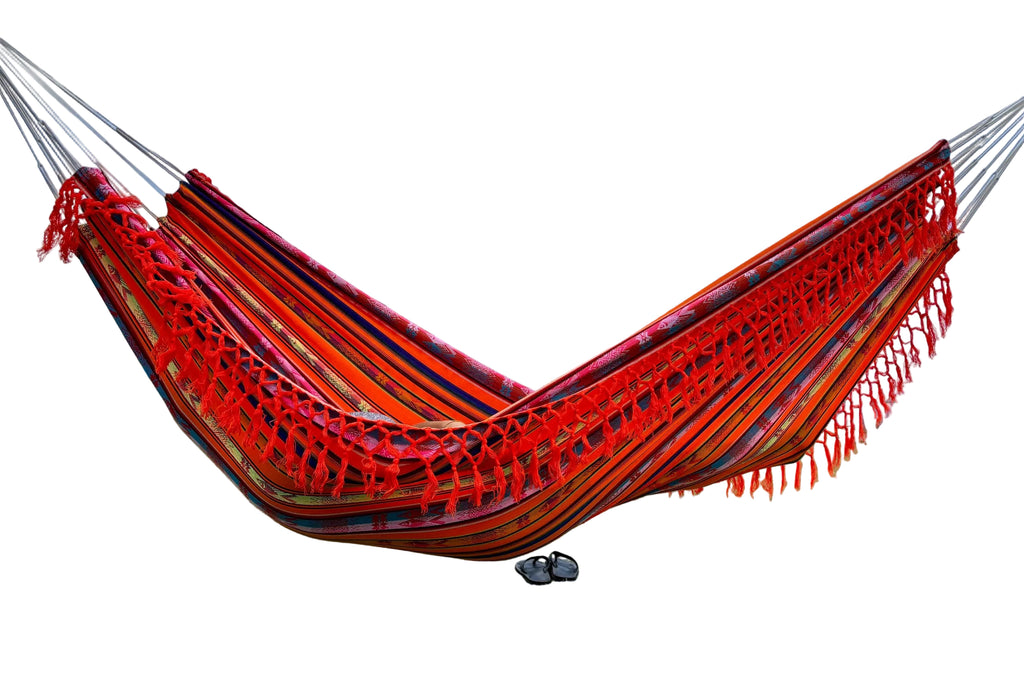 Braided Fringe Hammock: Inca Pattern, UV & Mildew Resistant, Lightweight