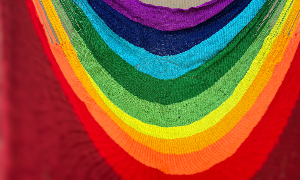 Thai Hammock Chair • Rainbow Color • Handwoven in Thailand • UV-Resistant • 500 lb Rated • Ultralight • Fair Trade