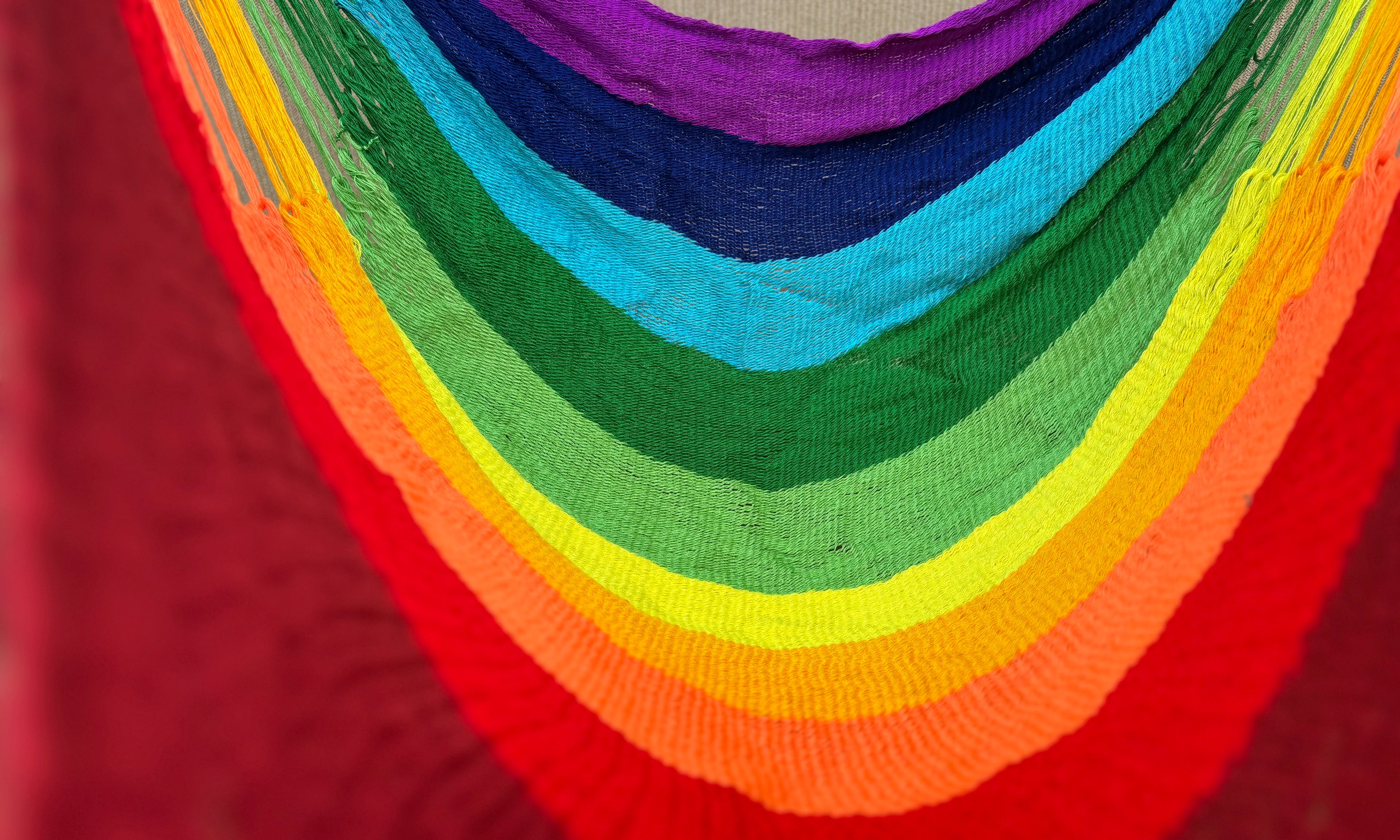 Thai Hammock Chair • Rainbow Color • Handwoven in Thailand • UV-Resistant • 500 lb Rated • Ultralight • Fair Trade