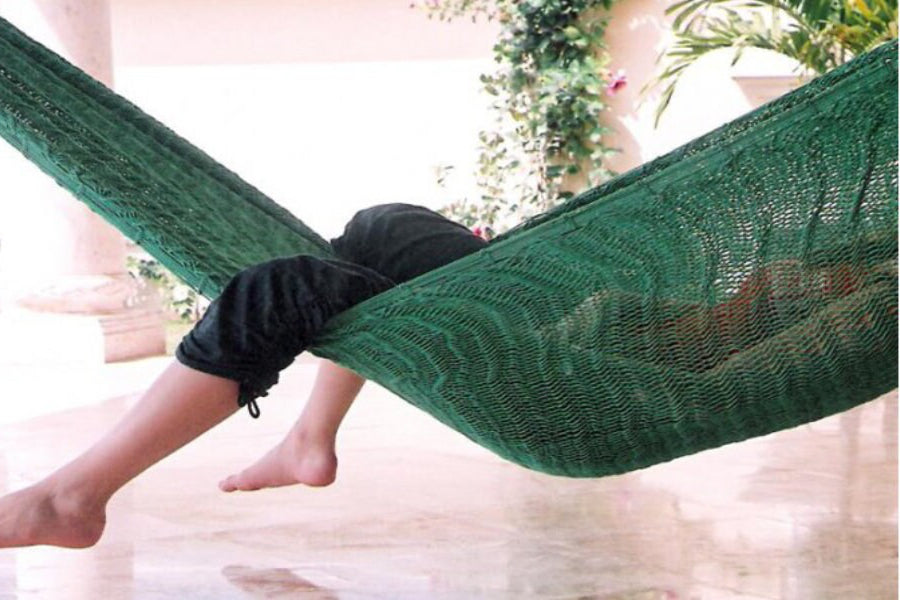 Traditional Mayan Hammock • Forest Green • Handwoven Cotton • Single, Double & Family Sizes • Fair Trade • Free Shipping