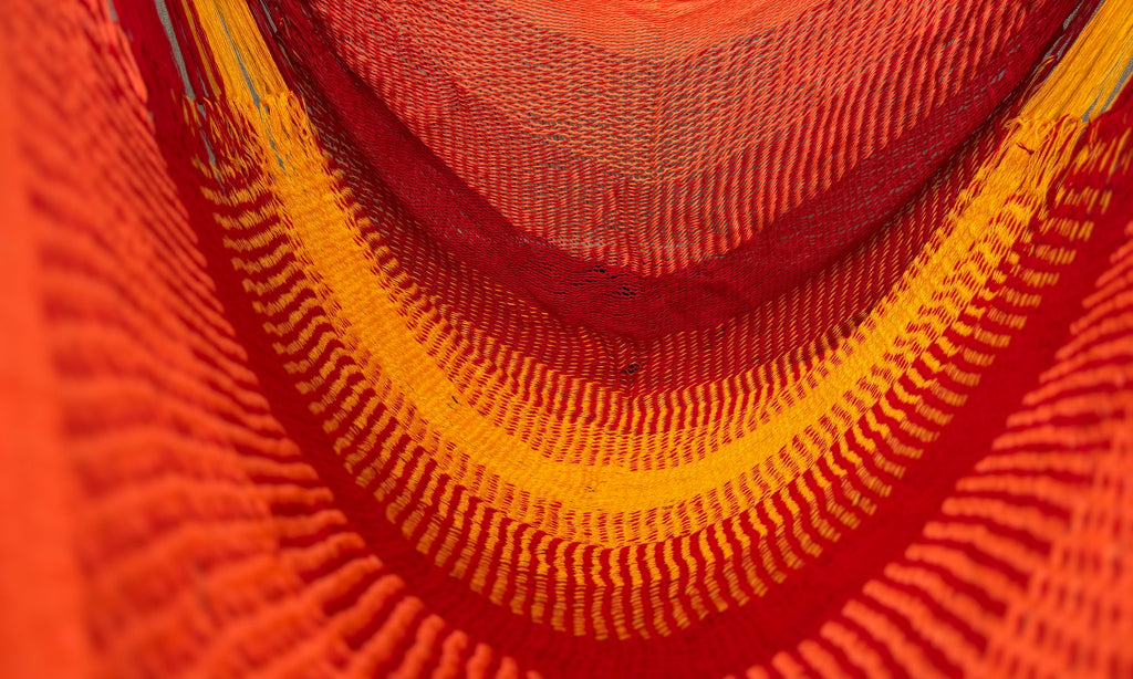 Thai Hammock Chair • Orange, Maroon & Mustard • Handwoven in Thailand • UV-Resistant • 500 lb Rated • Ultralight • Fair Trade