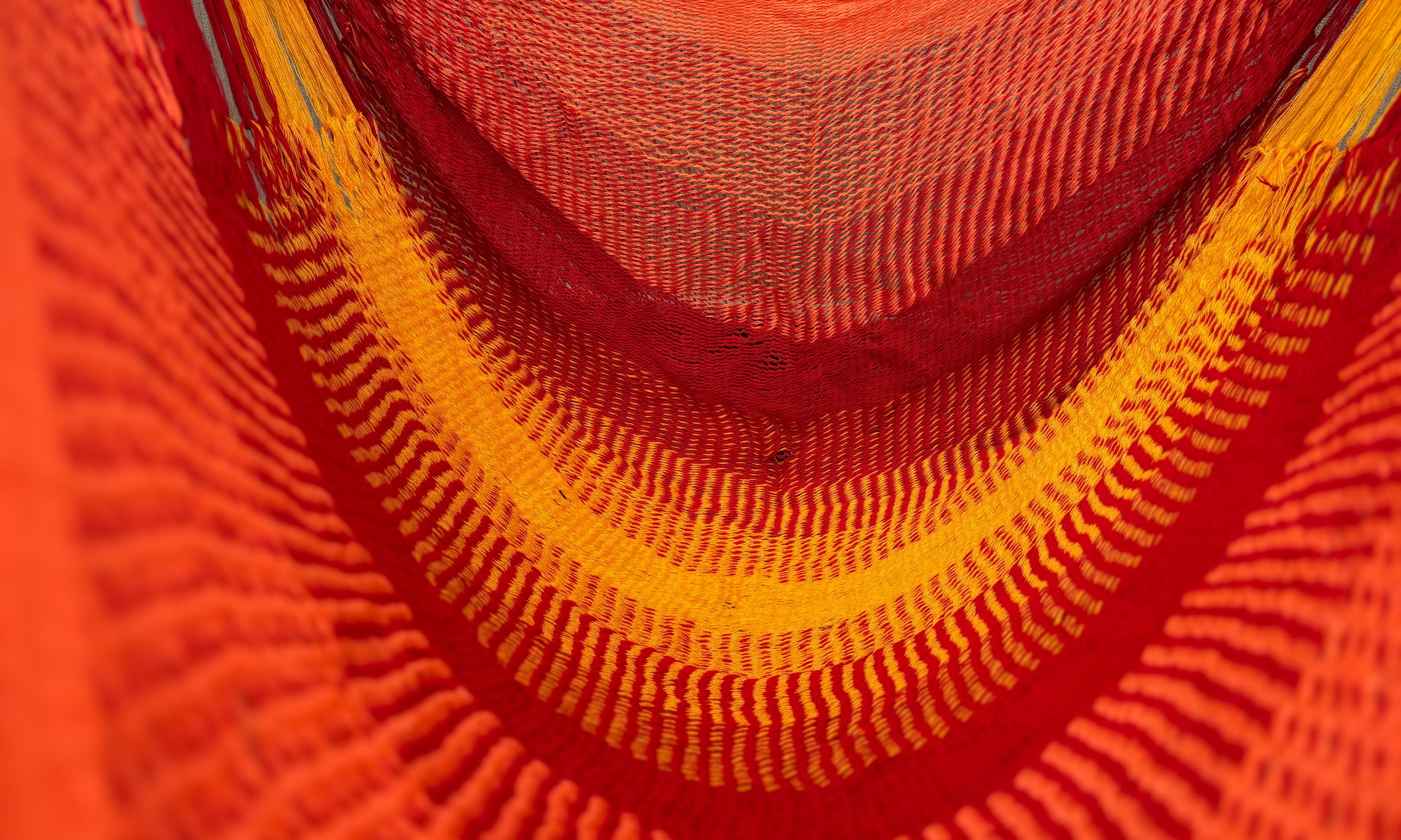Thai Hammock Chair • Orange, Maroon & Mustard • Handwoven in Thailand • UV-Resistant • 500 lb Rated • Ultralight • Fair Trade