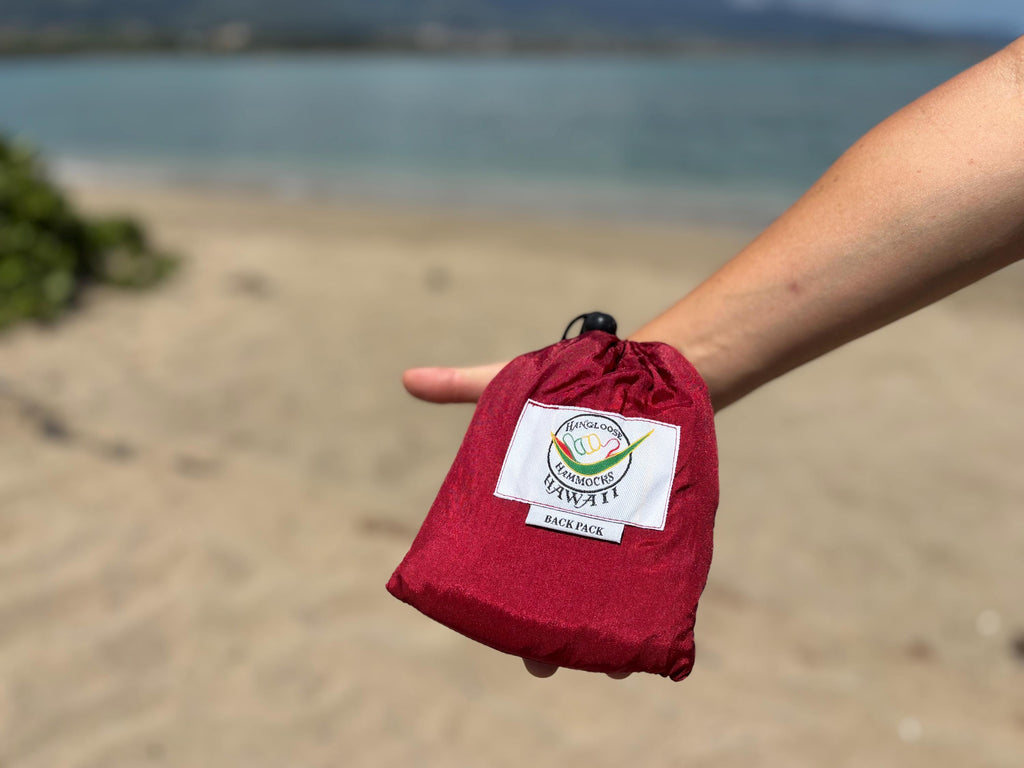 Parachute Silk Backpack • Maroon • Ultralight 6.6 oz • Foldable Travel Pack • 8 Colors • Free Shipping from Maui