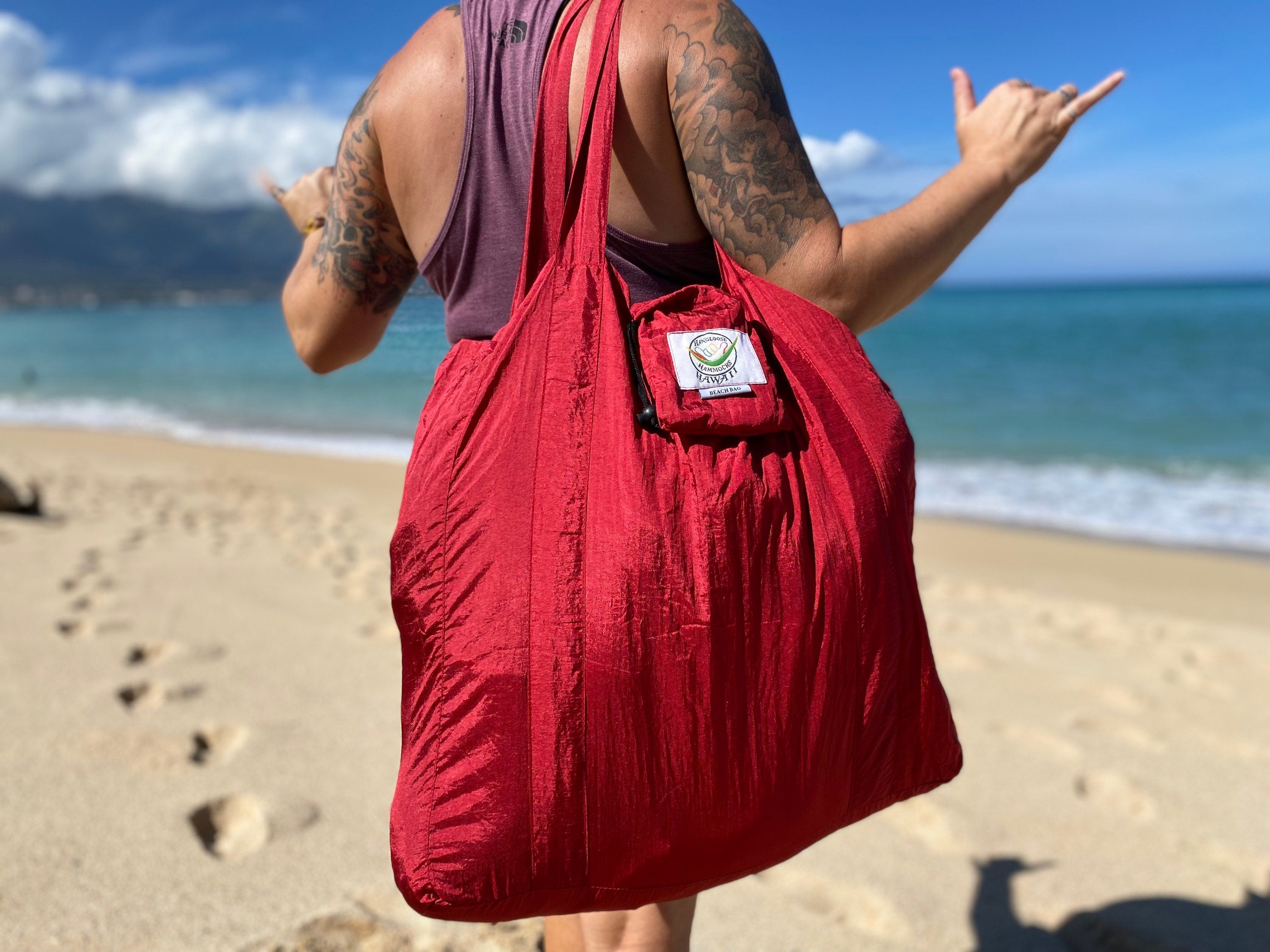 Parachute Silk Beach Bag • Ultralight 3.2 oz • Expands to 100+ lb Capacity • 22 Colors • Machine Washable • Fair Trade