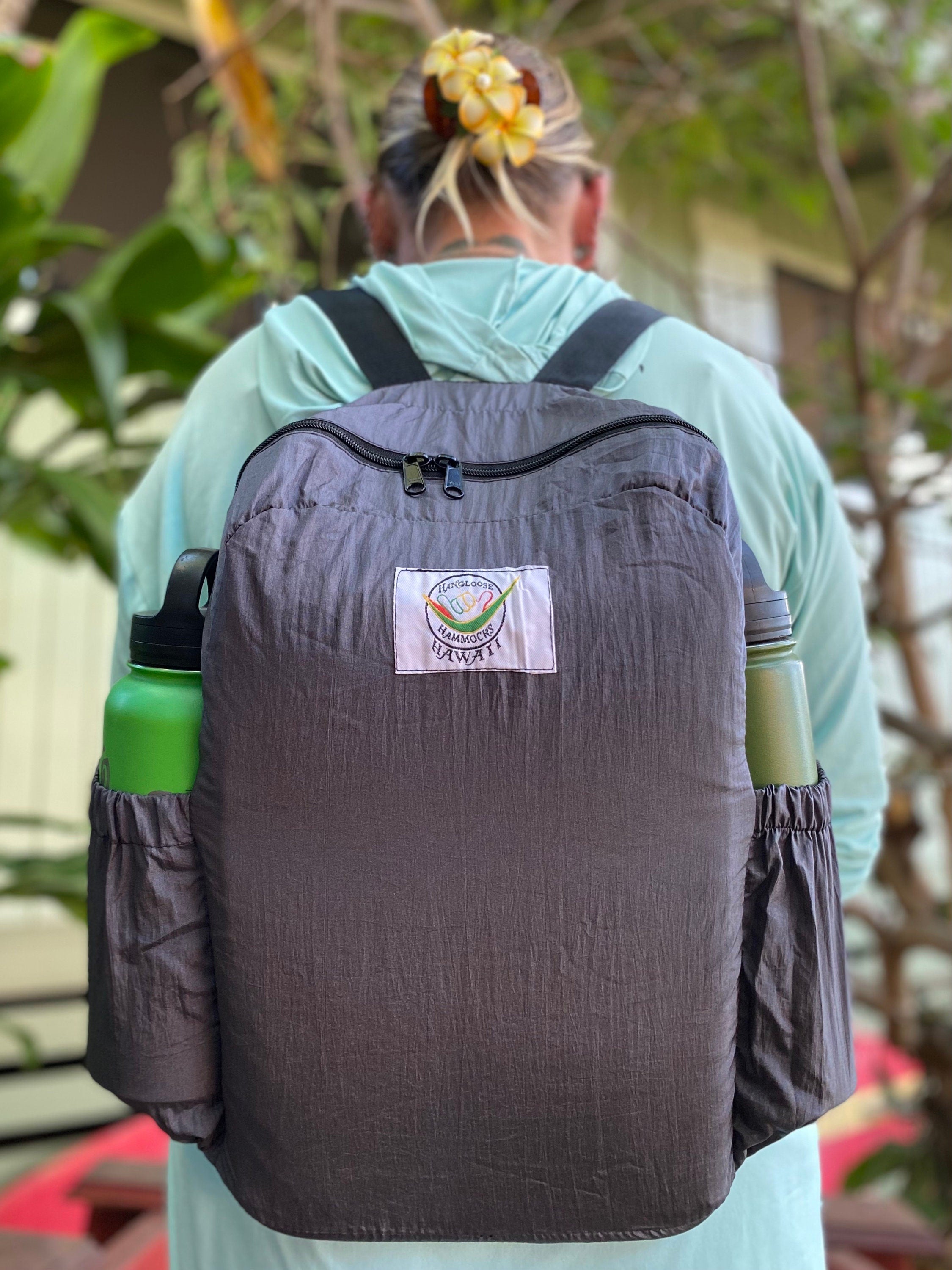 Parachute Silk Backpack • Royal Blue • Ultralight 6.6 oz • Foldable Travel Pack • Stuff Sack & XL Drink Holders • Free Shipping from Maui