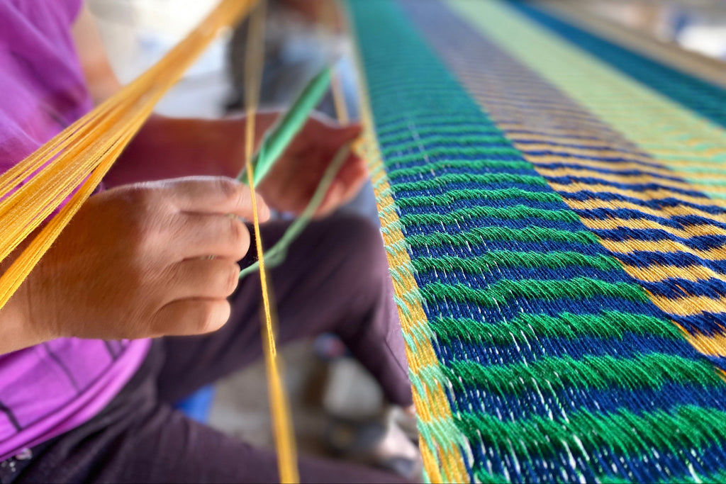 Thai Hammock Chair • Blue & Black • Handwoven in Thailand • UV-Resistant • 500 lb Rated • Ultralight • Fair Trade