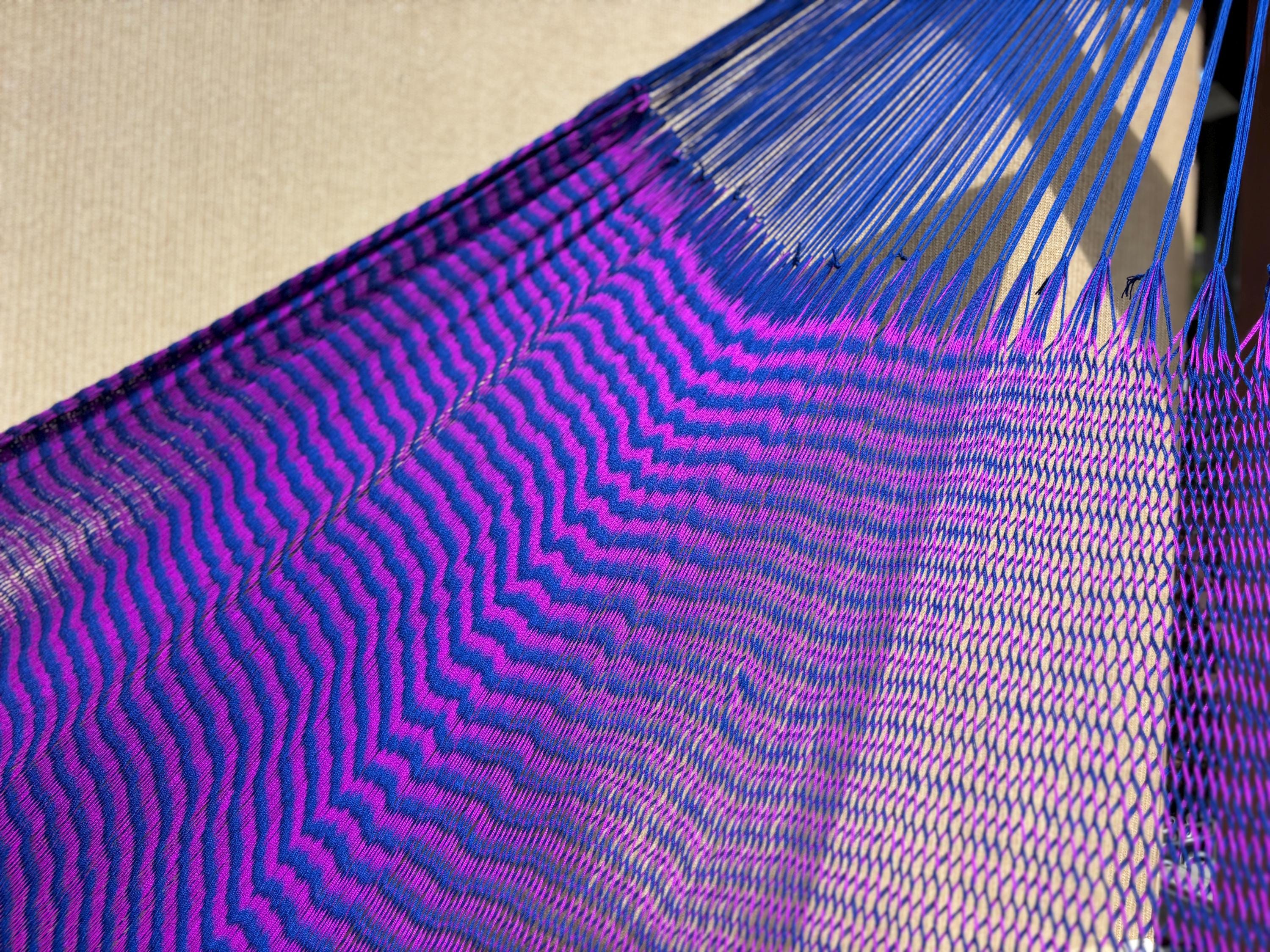 Handwoven Thai Hammock • Weather-Resistant, Fair Trade Navy & Purple Blend