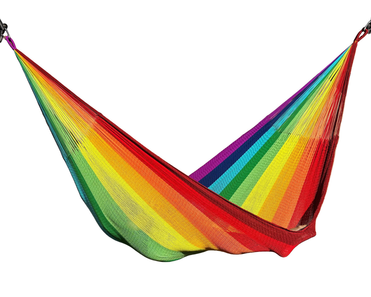 Handwoven Thai Hammock • Weather-Resistant, Fair Trade, Rainbow Color