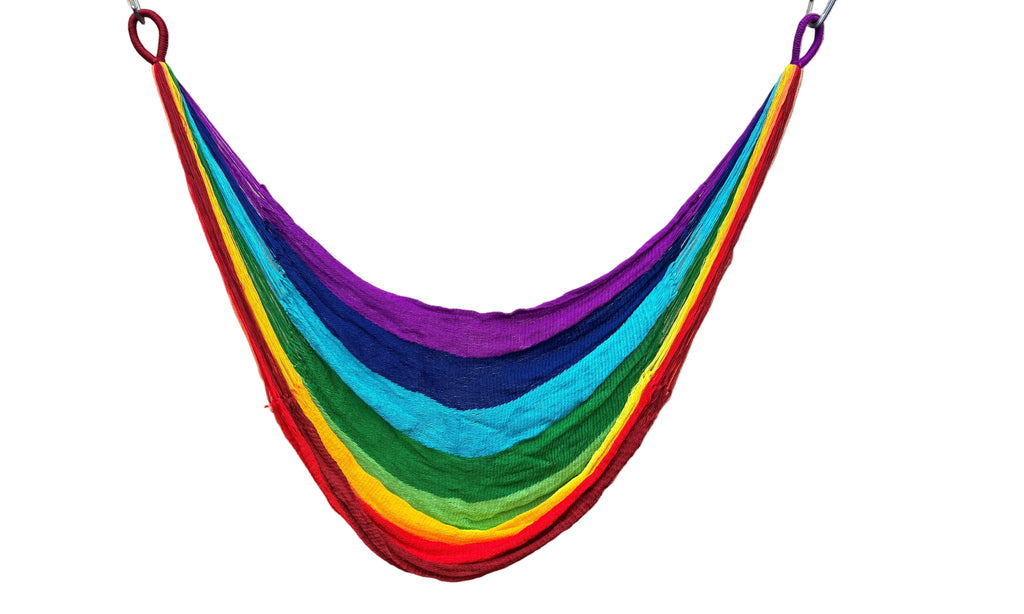 Thai Hammock Chair • Rainbow Color • Handwoven in Thailand • UV-Resistant • 500 lb Rated • Ultralight • Fair Trade